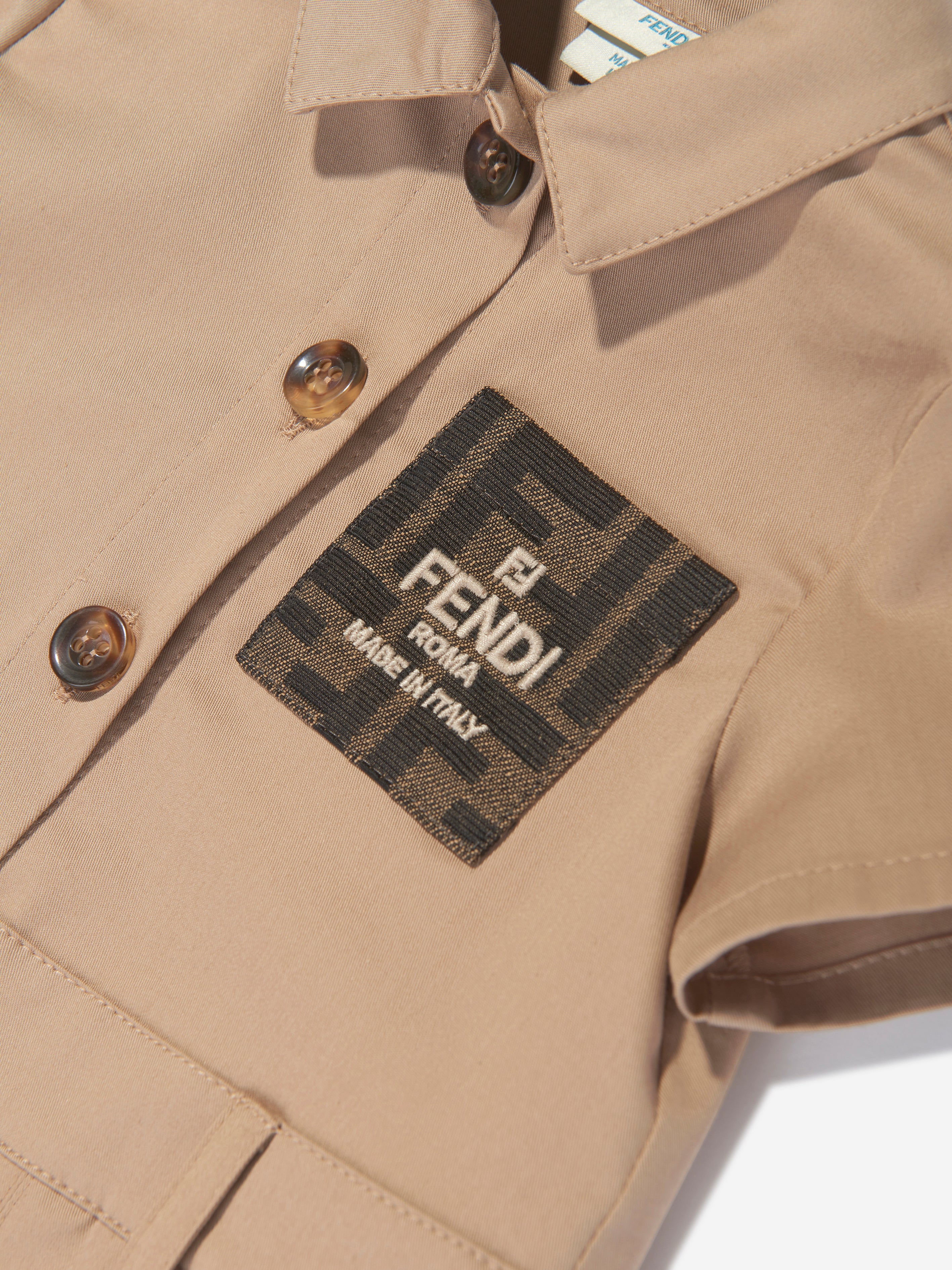 Baby Girls Logo Trench Dress in Beige