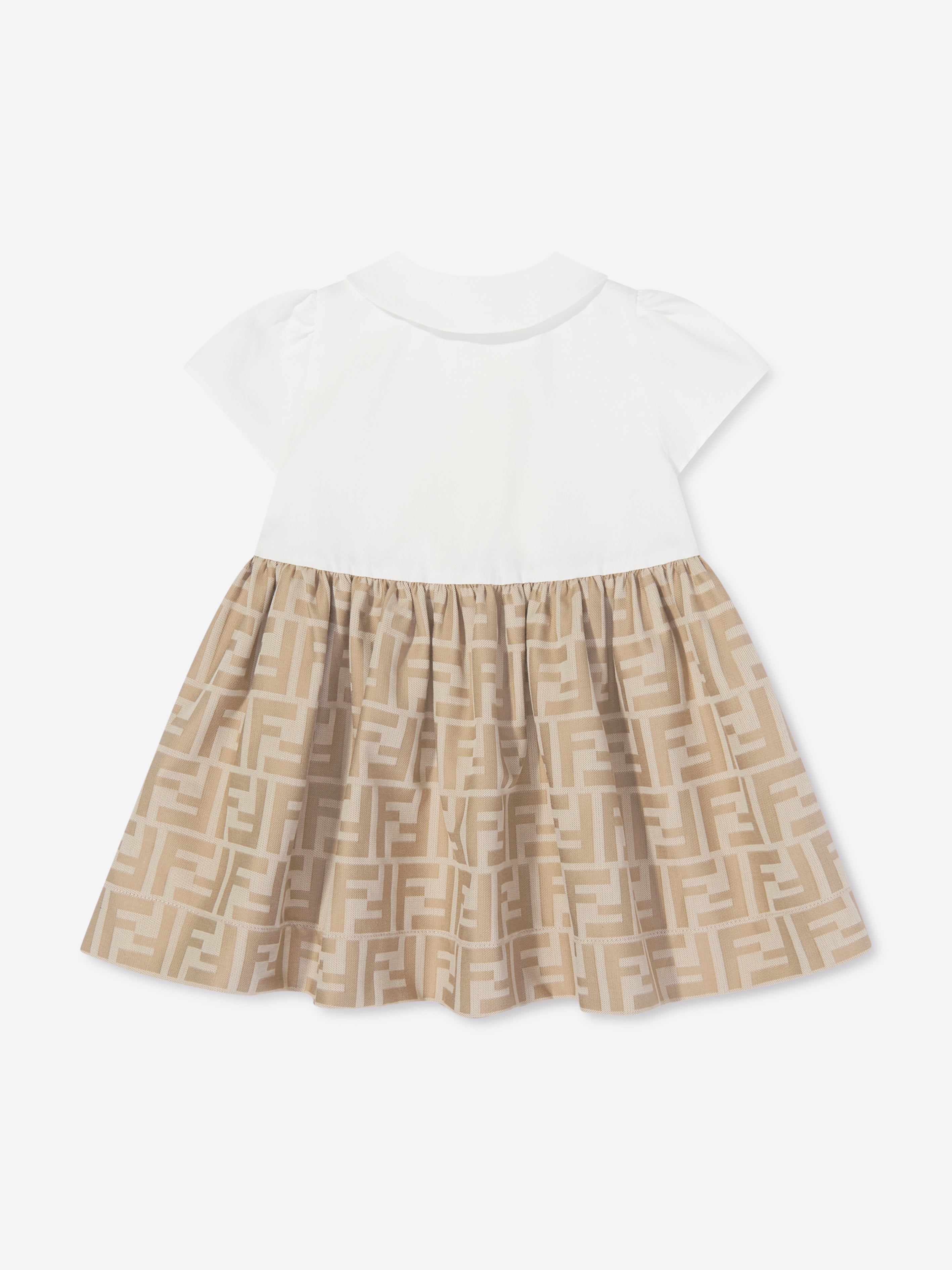 Baby Girls FF Jacquard Dress in Beige