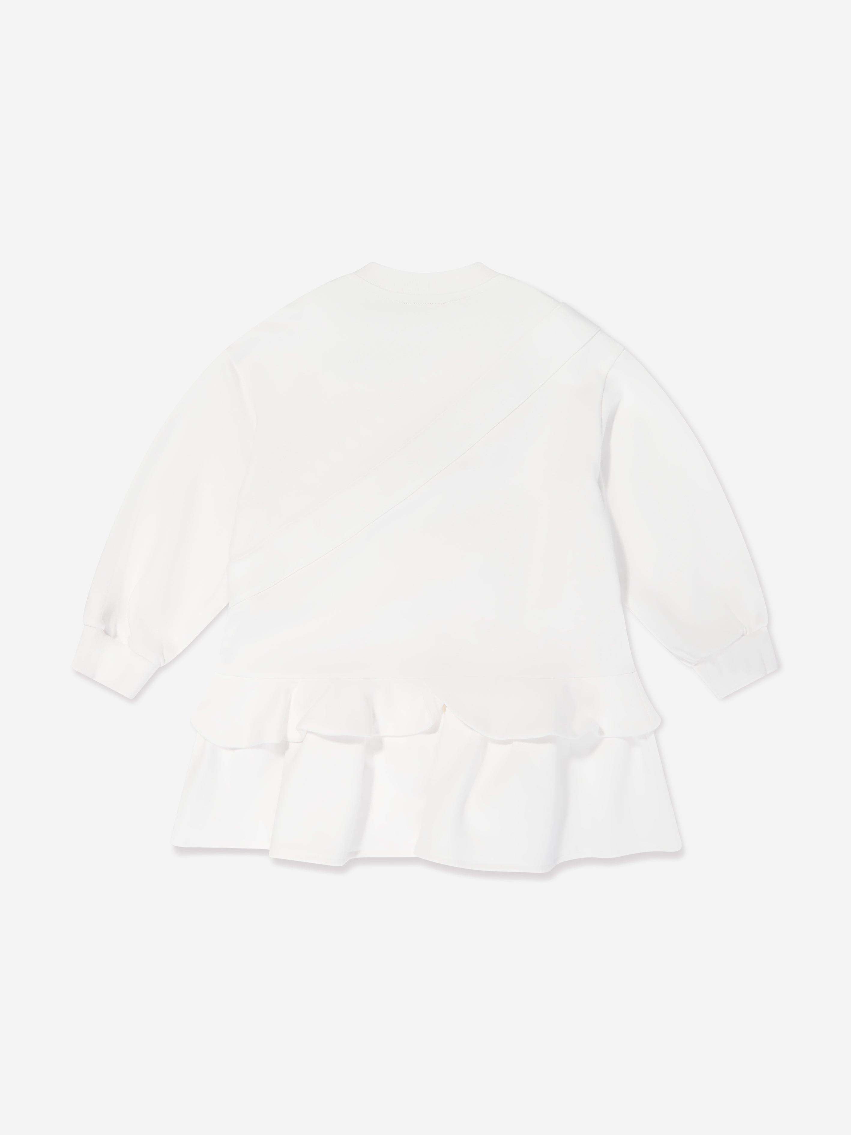 Girls Baguette Pocket Sweater Dress in White