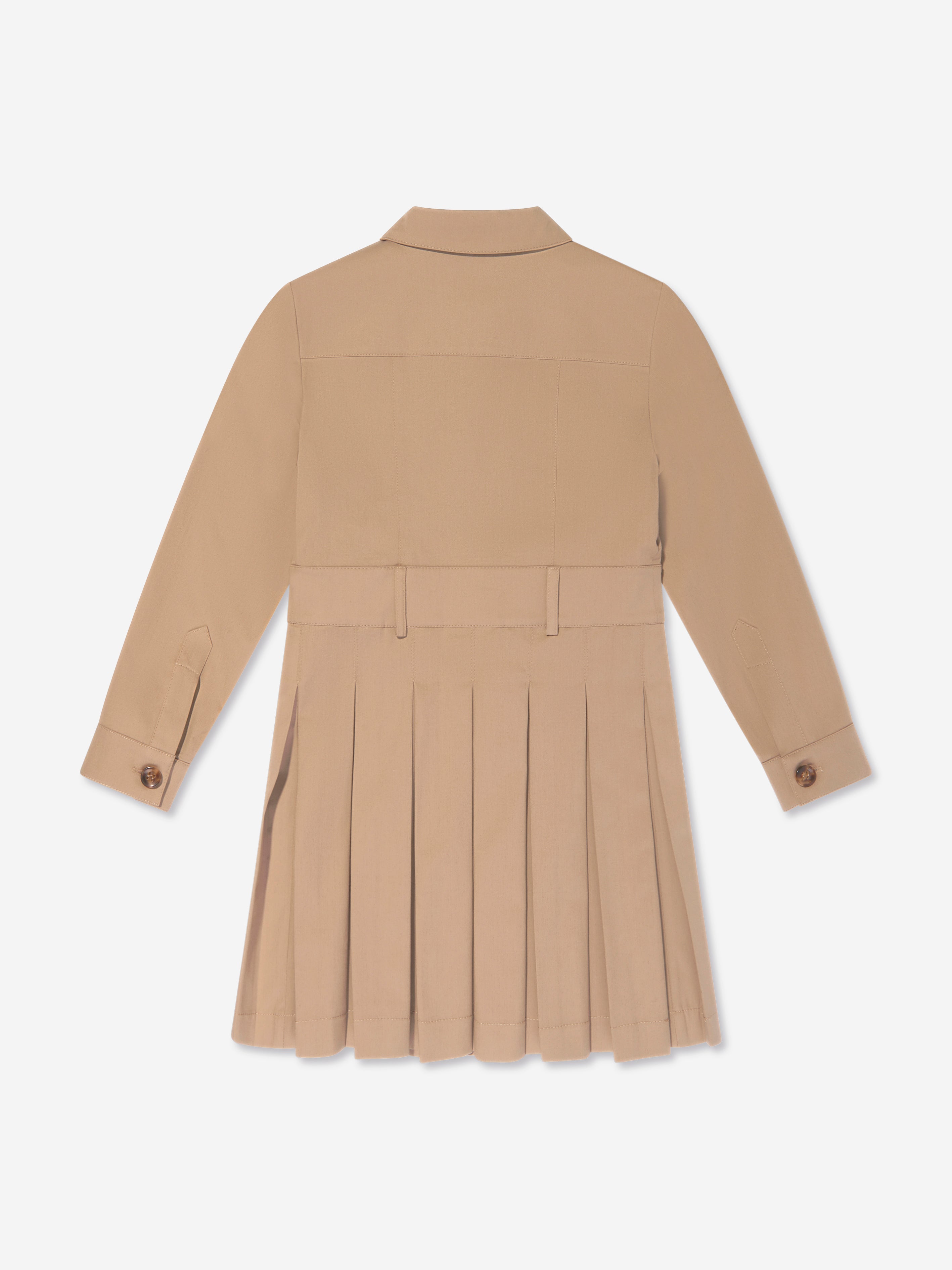 Girls Logo Trench Dress in Beige