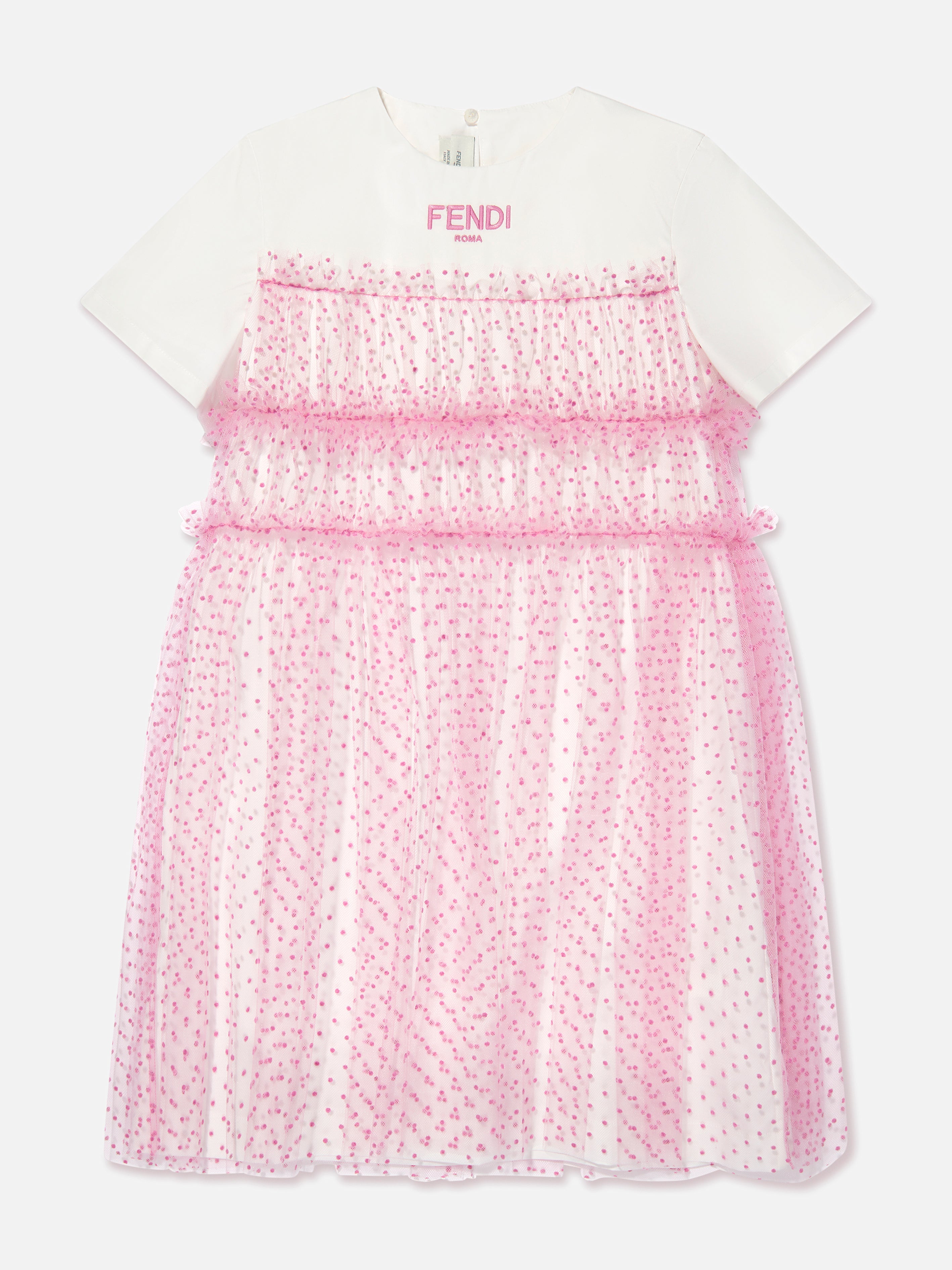Girls Logo Tulle Dress in Pink