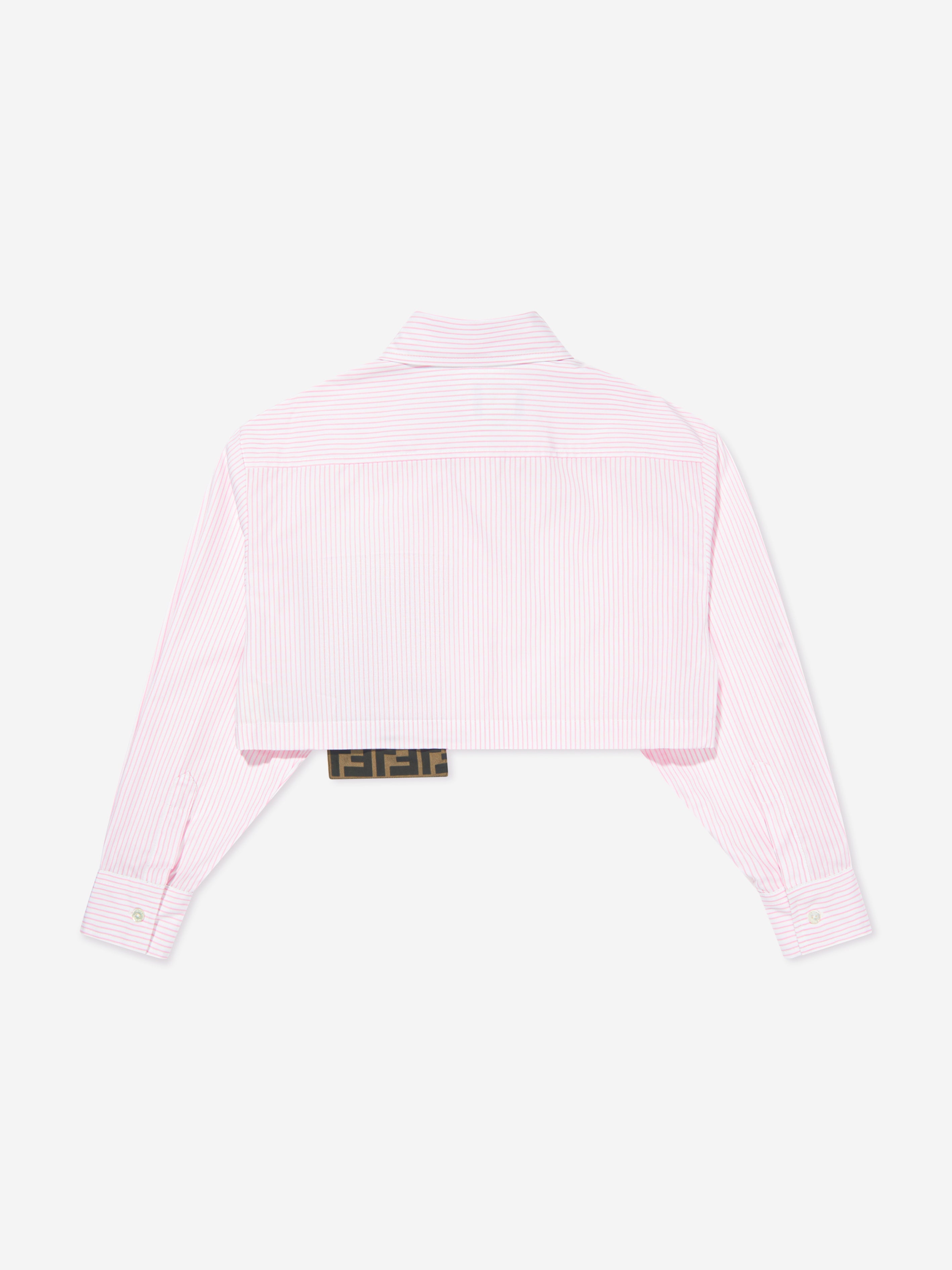 Girls Striped Cropped Shirt in Pink