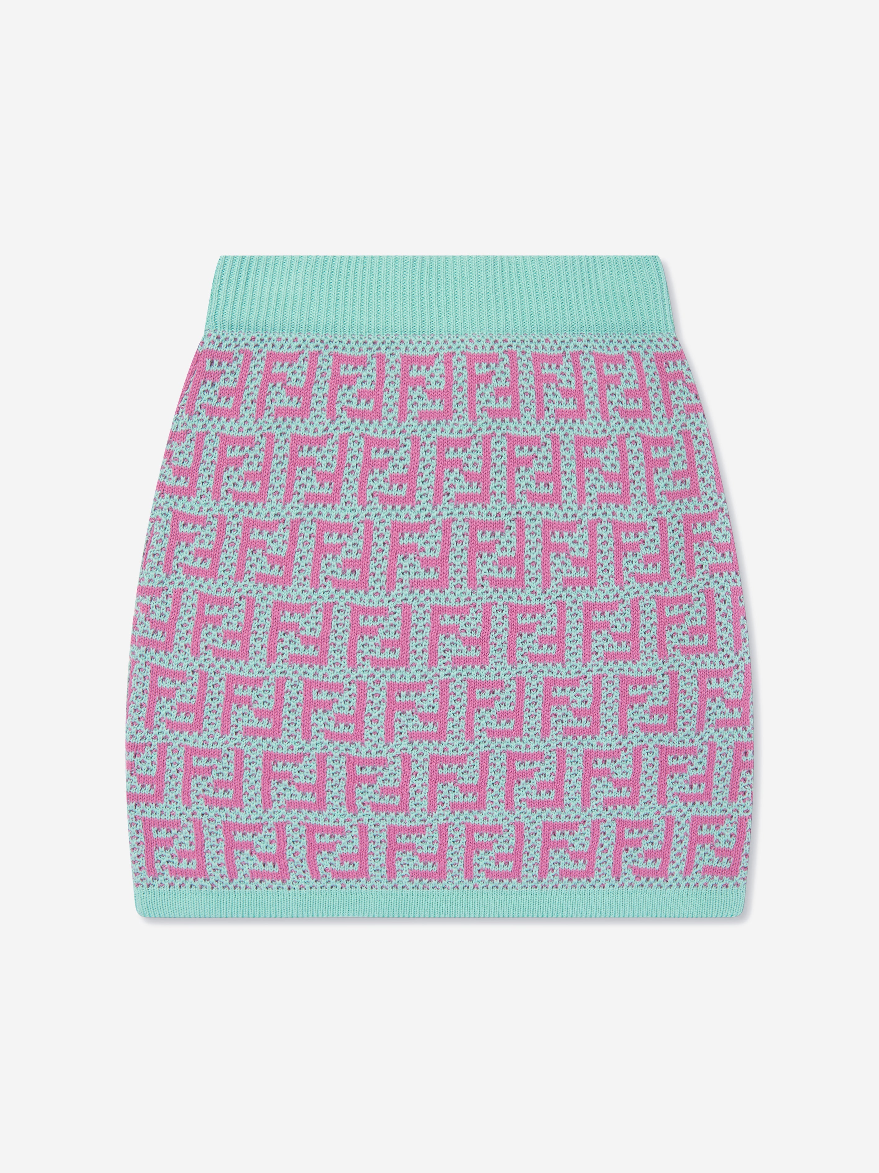 Girls FF Crochet Knit Skirt in Multicolour