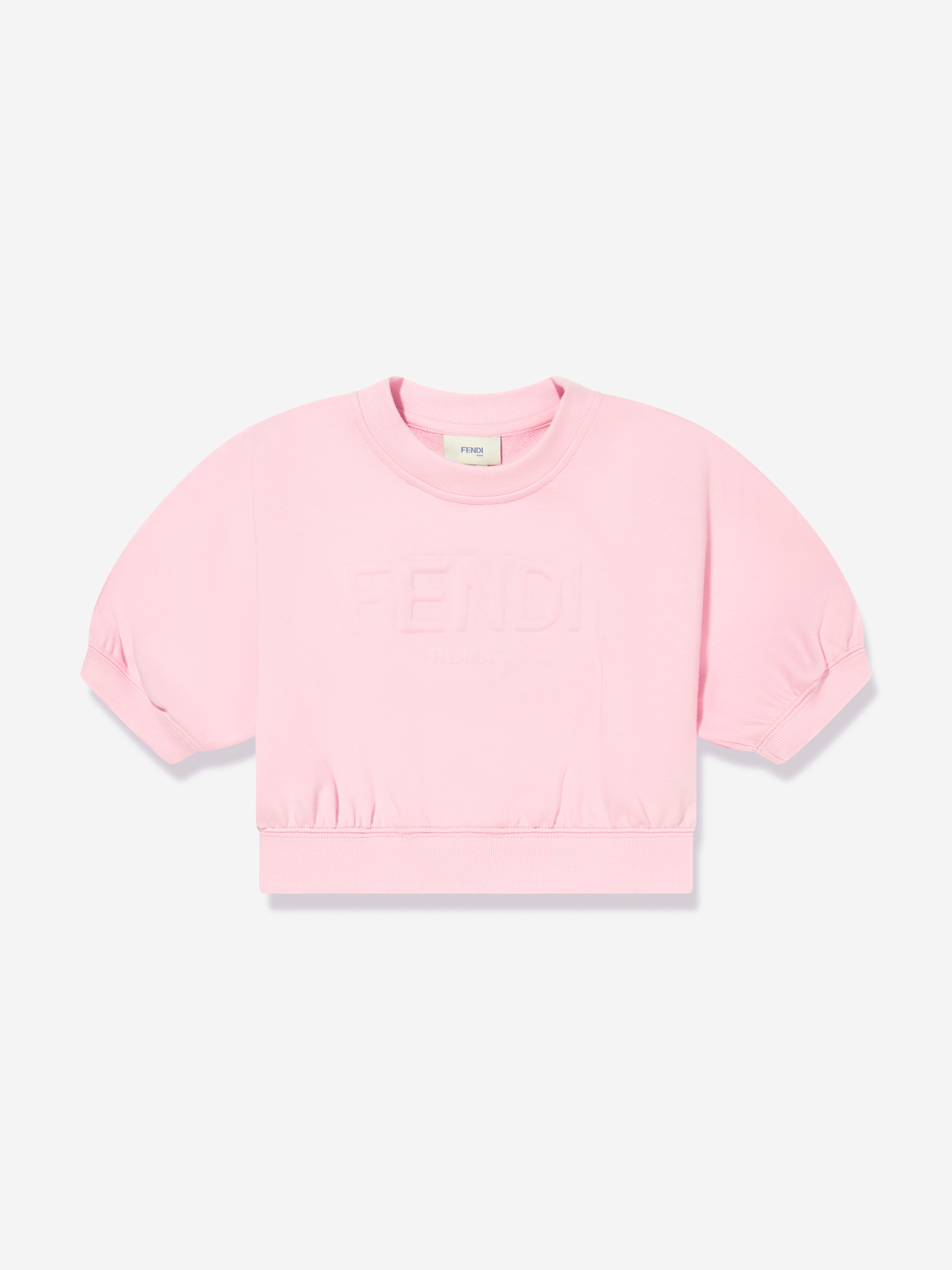 Girls Cropped Logo Sweatshirt in Pink