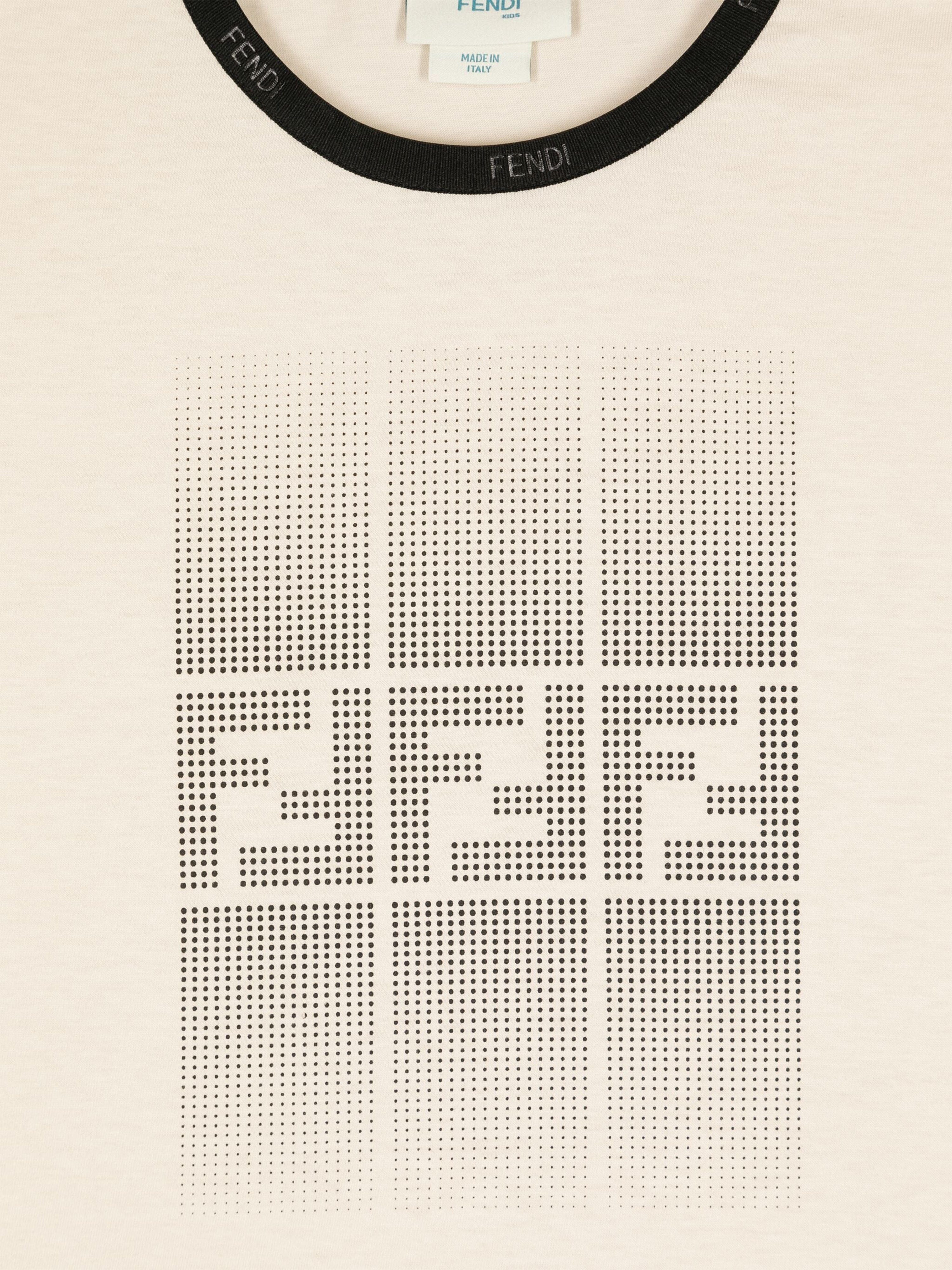 Fendi Boys Logo Print T-Shirt in Beige