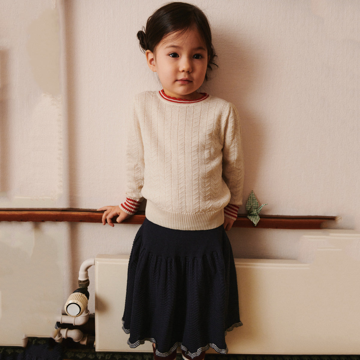 Girls Dark Navy Wool Skirt