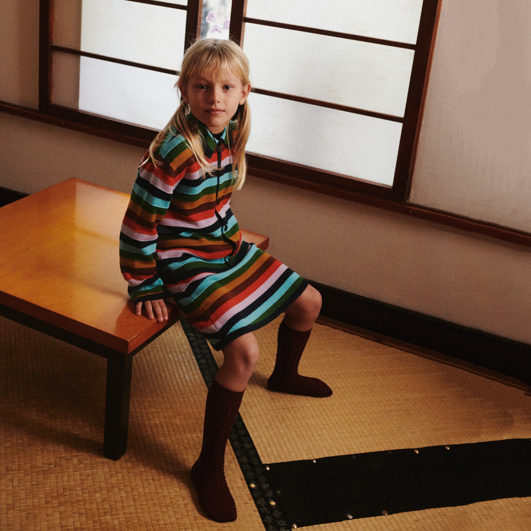 Boys & Girls Multicolor Stripes Wool Jacket