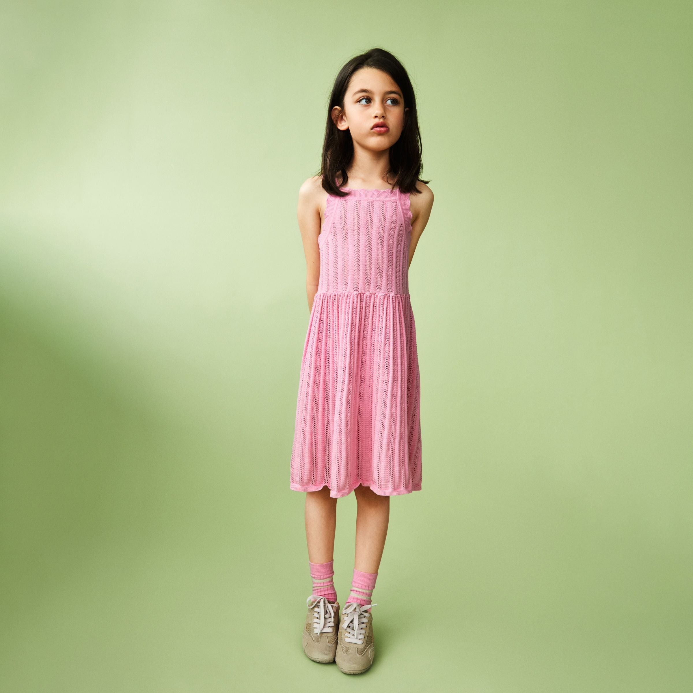 Girls Candy Pink Cotton Knit Dress