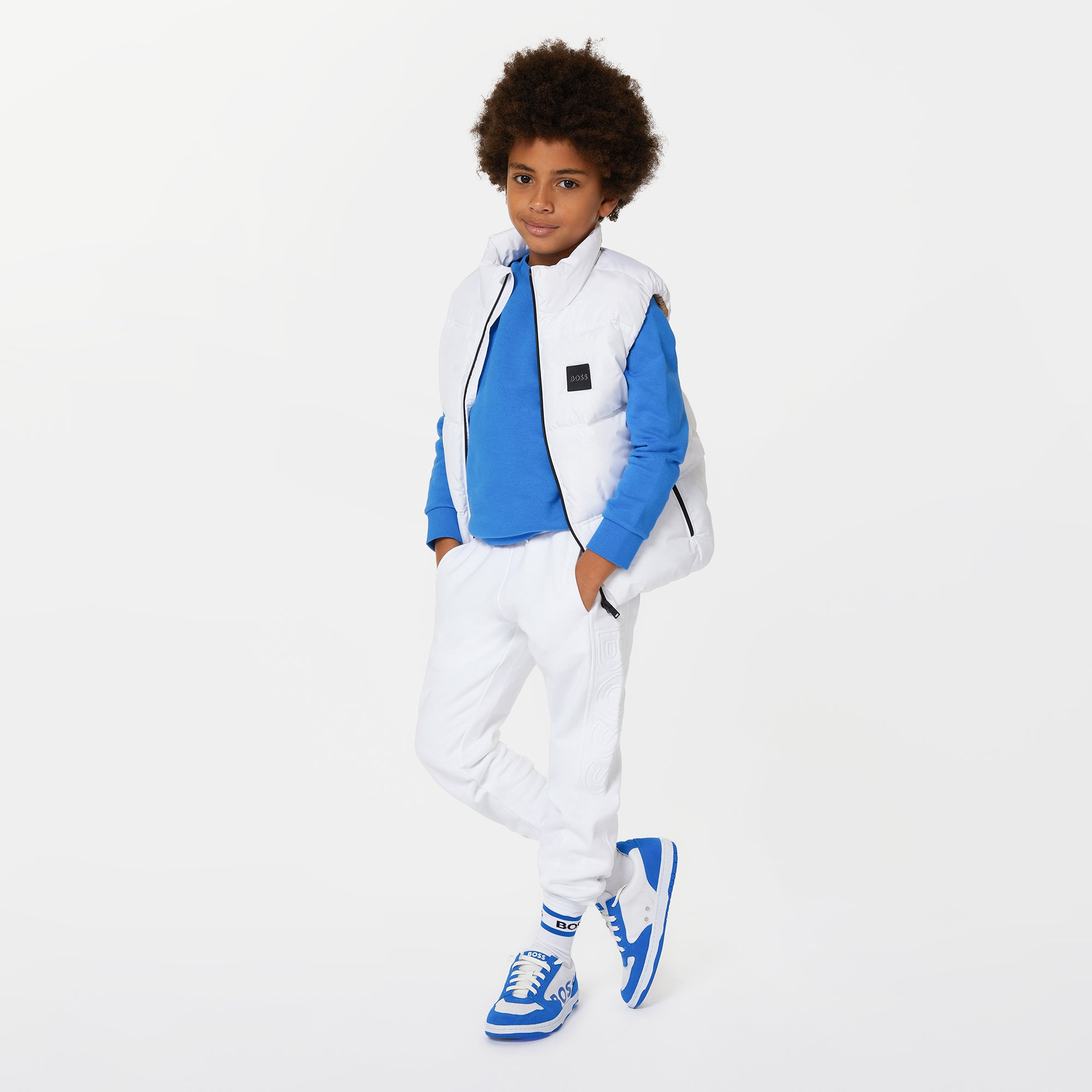 Boys Blue Logo Cotton Sweatshirt