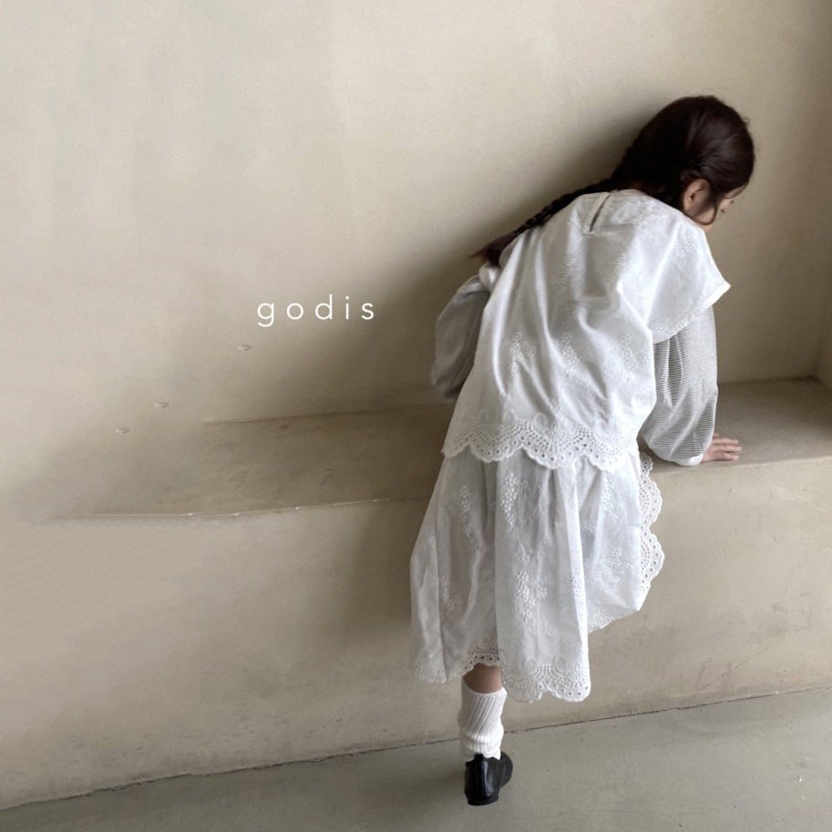 Girls White Embroidered Cotton Dress