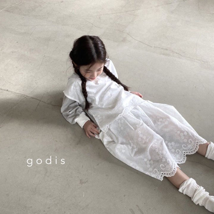 Girls White Embroidered Cotton Dress