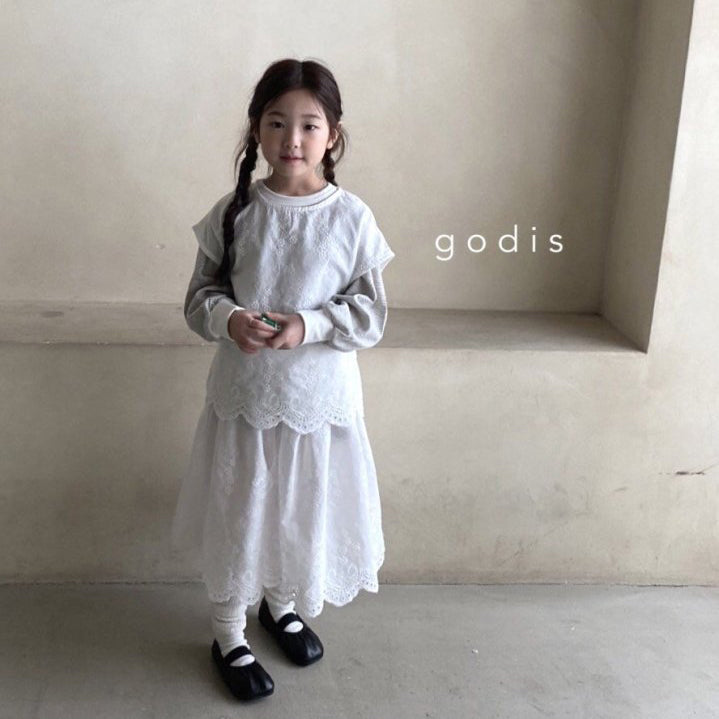 Girls White Embroidered Cotton Dress
