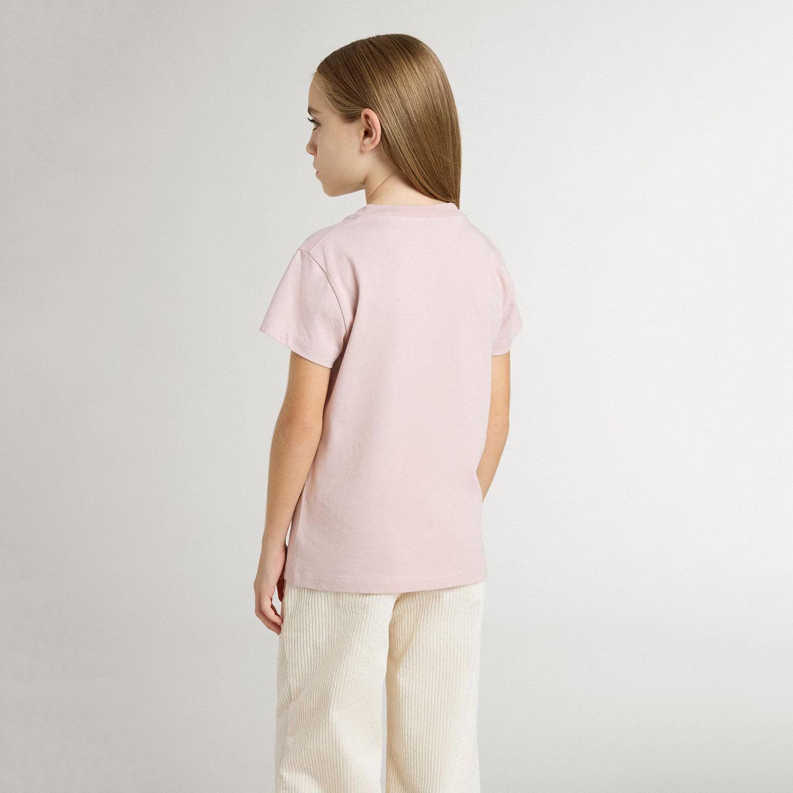 Girls Pink Printed Logo Cotton T-Shirt