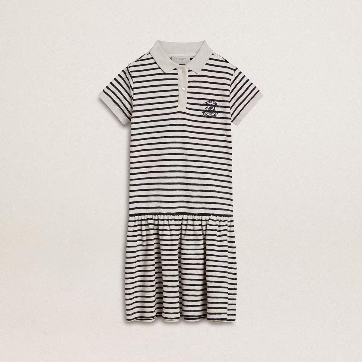 Girls Navy Stripes Cotton Dress
