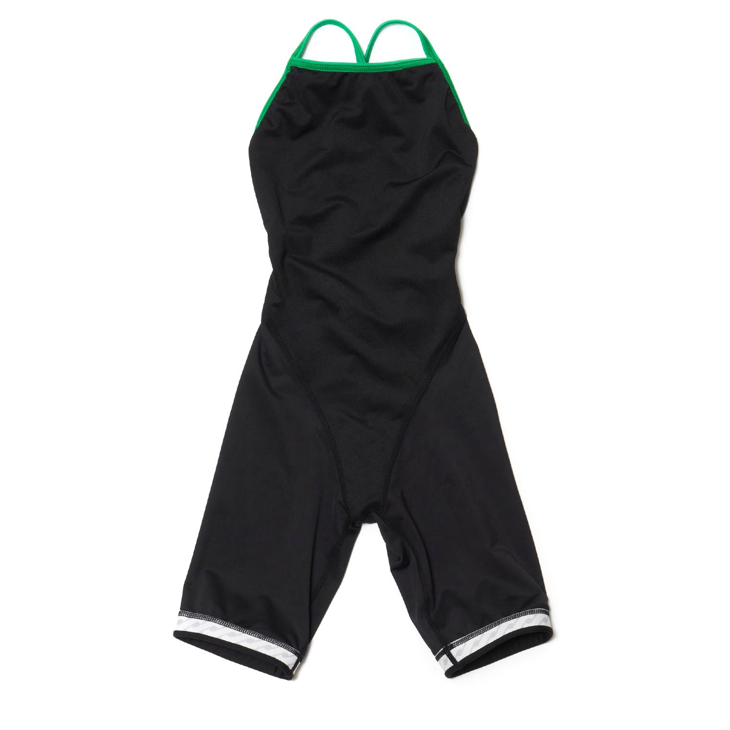 Girls Black Embroidered Cropped Professional Swimsuit