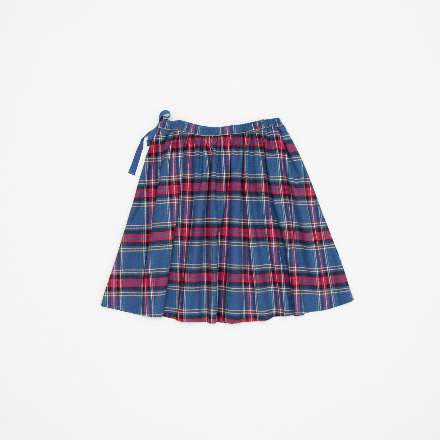 Girls Blue Check Cotton Skirt