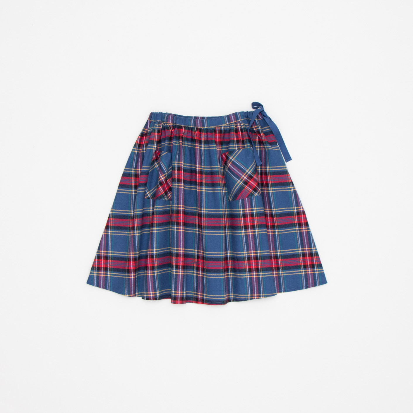 Girls Blue Check Cotton Skirt