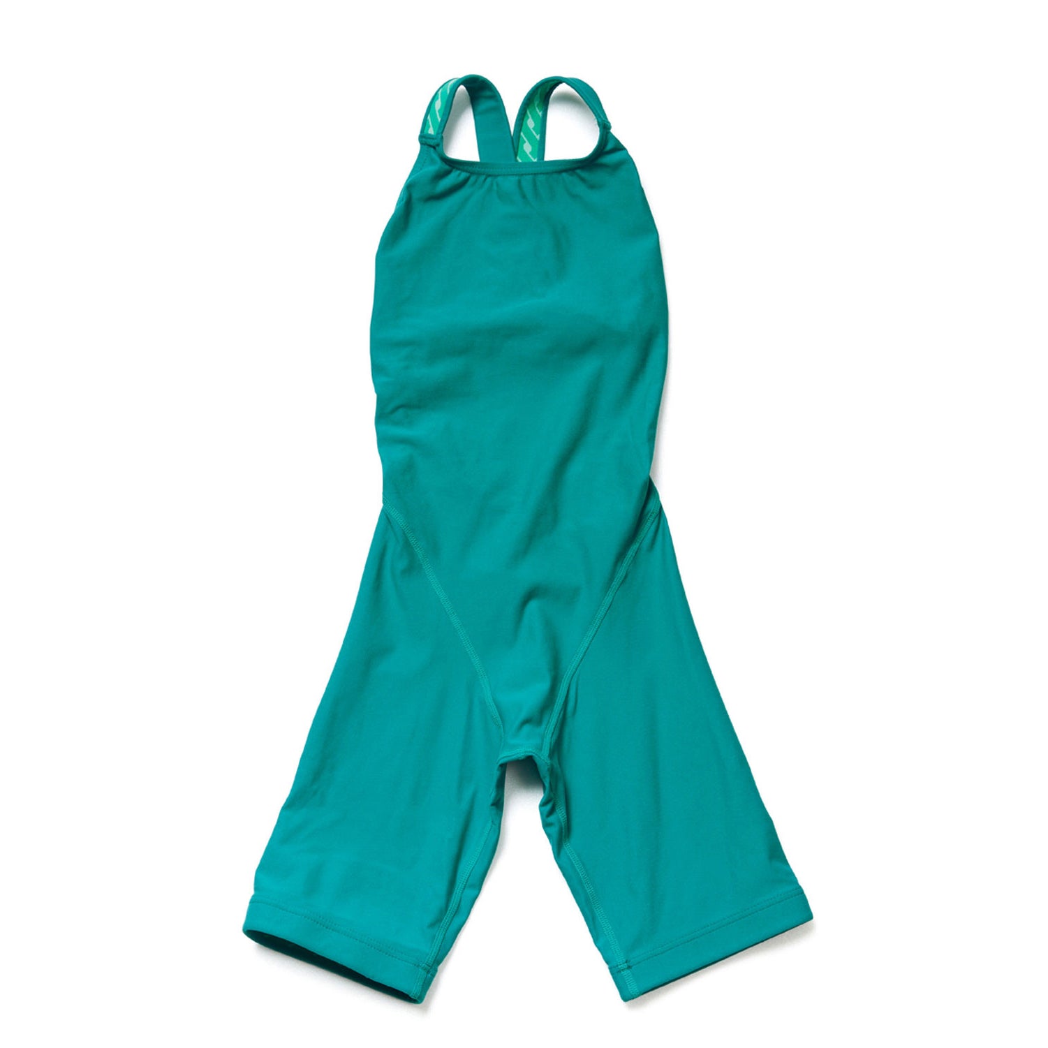 Girls Peacock Green Cropped Professional Swimsuit