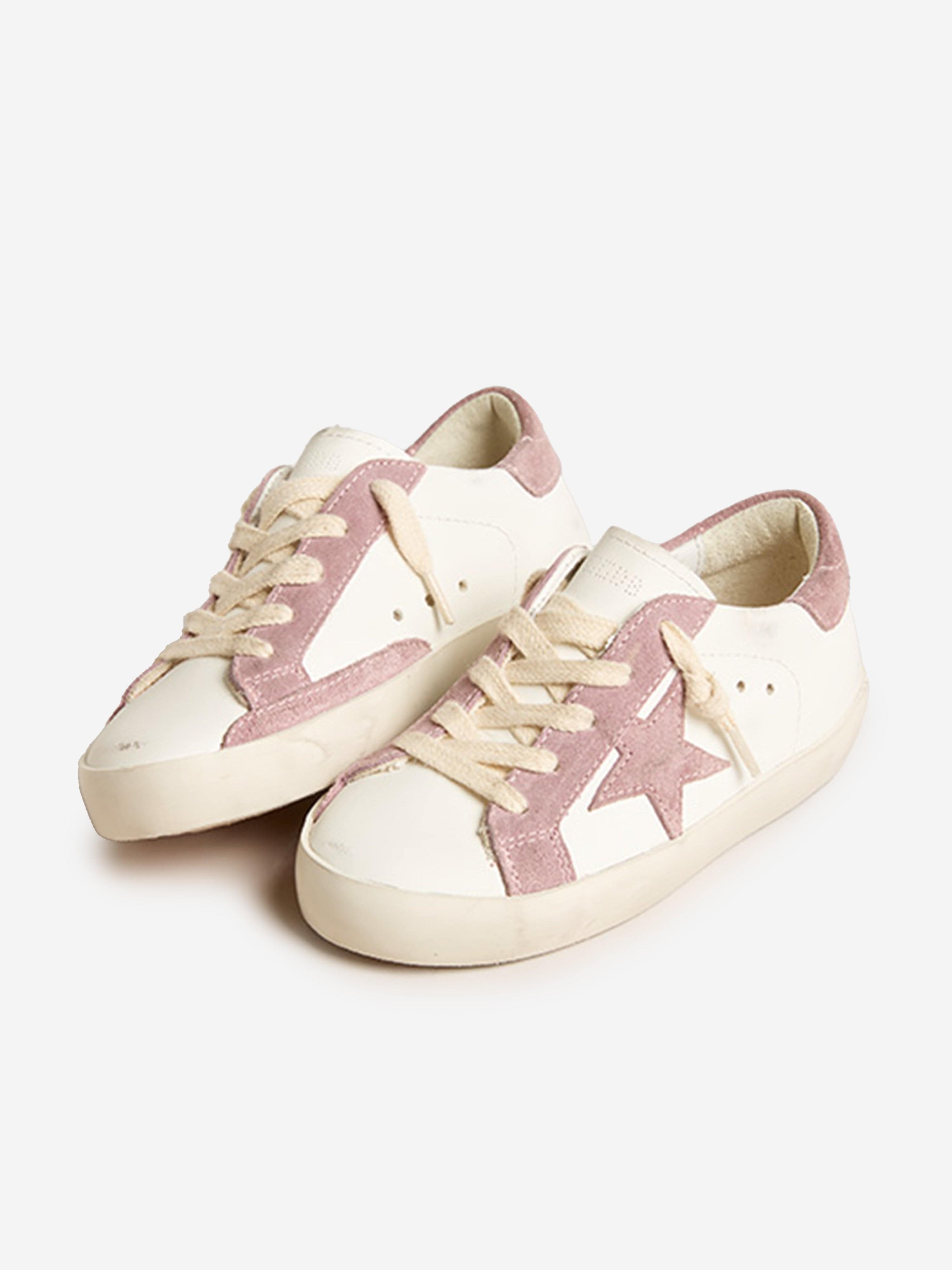 Golden Goose Girls Leather Super Star Trainers in White