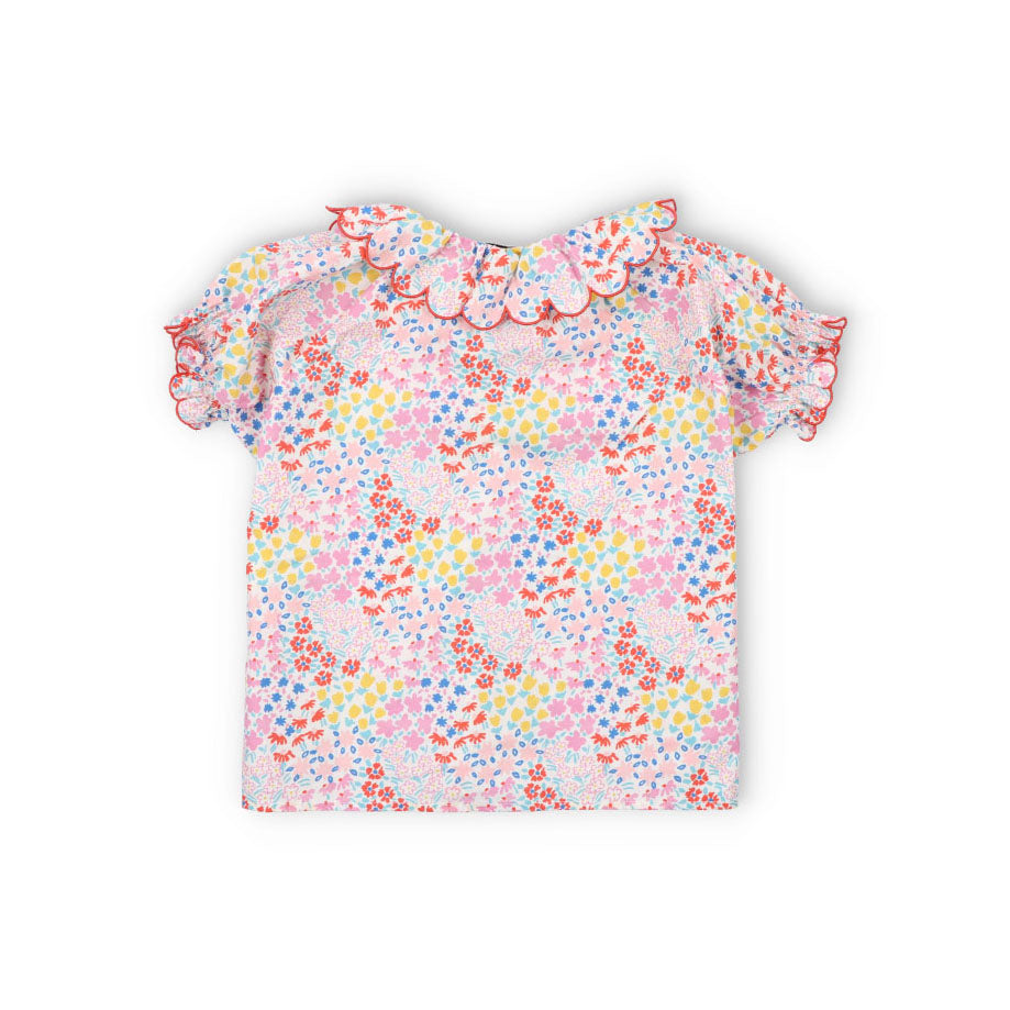 Girls Pink Floral Cotton T-Shirt