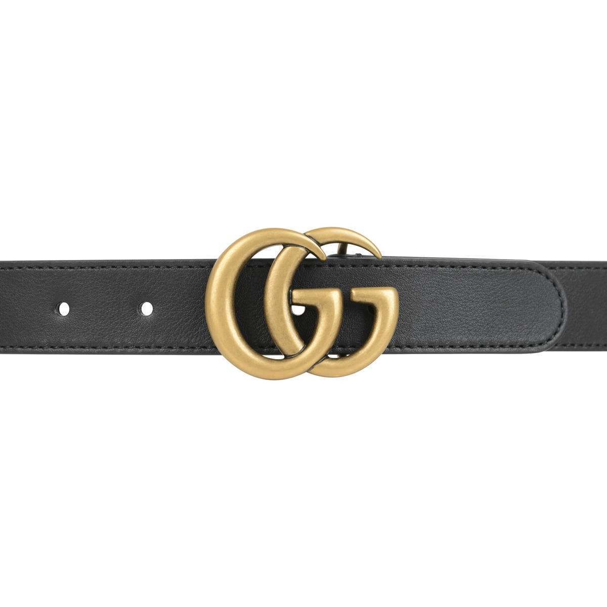 Kids Leather GG Belt in Black