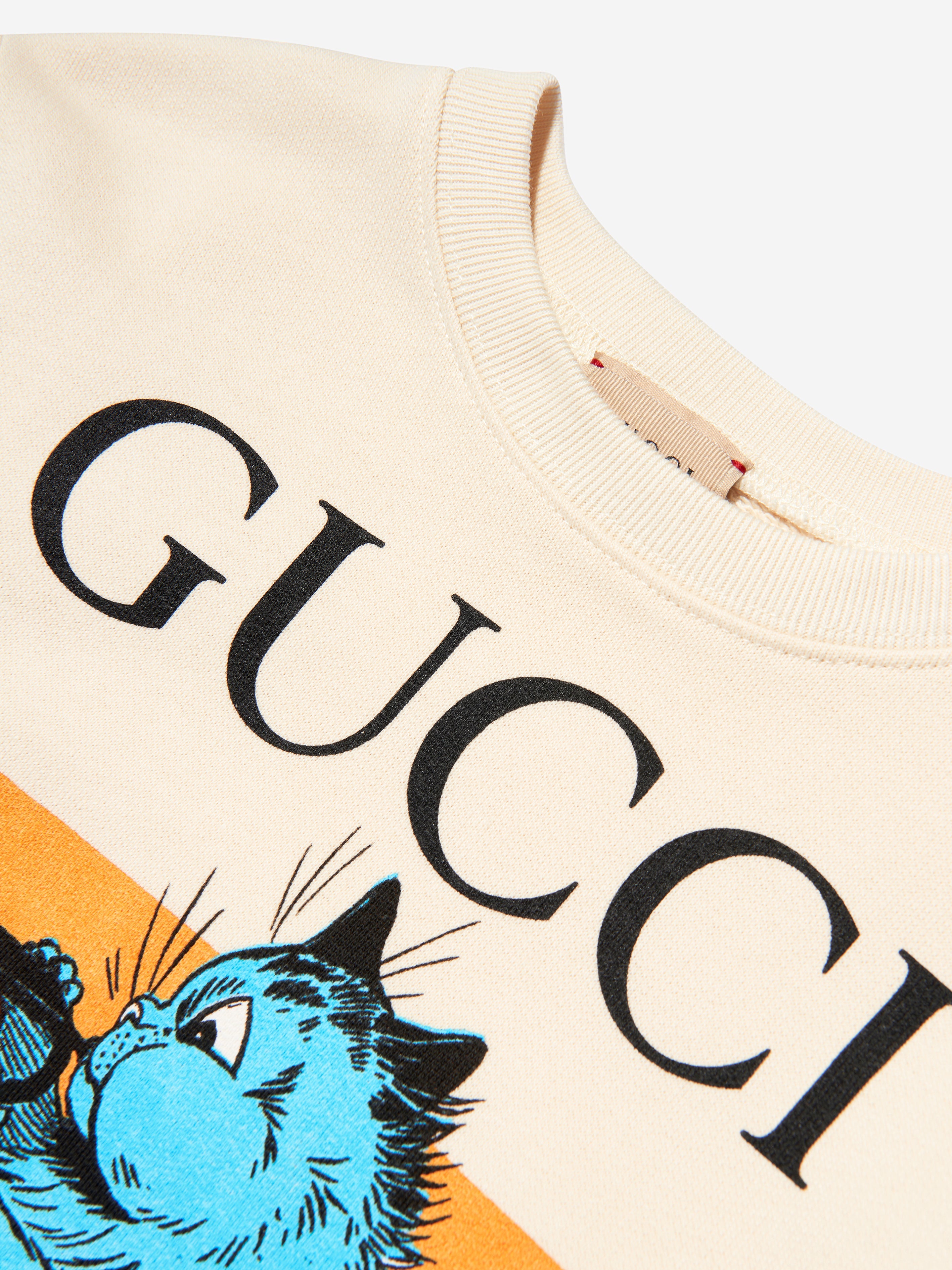 Kids Cat Print Sweatshirt in Cream