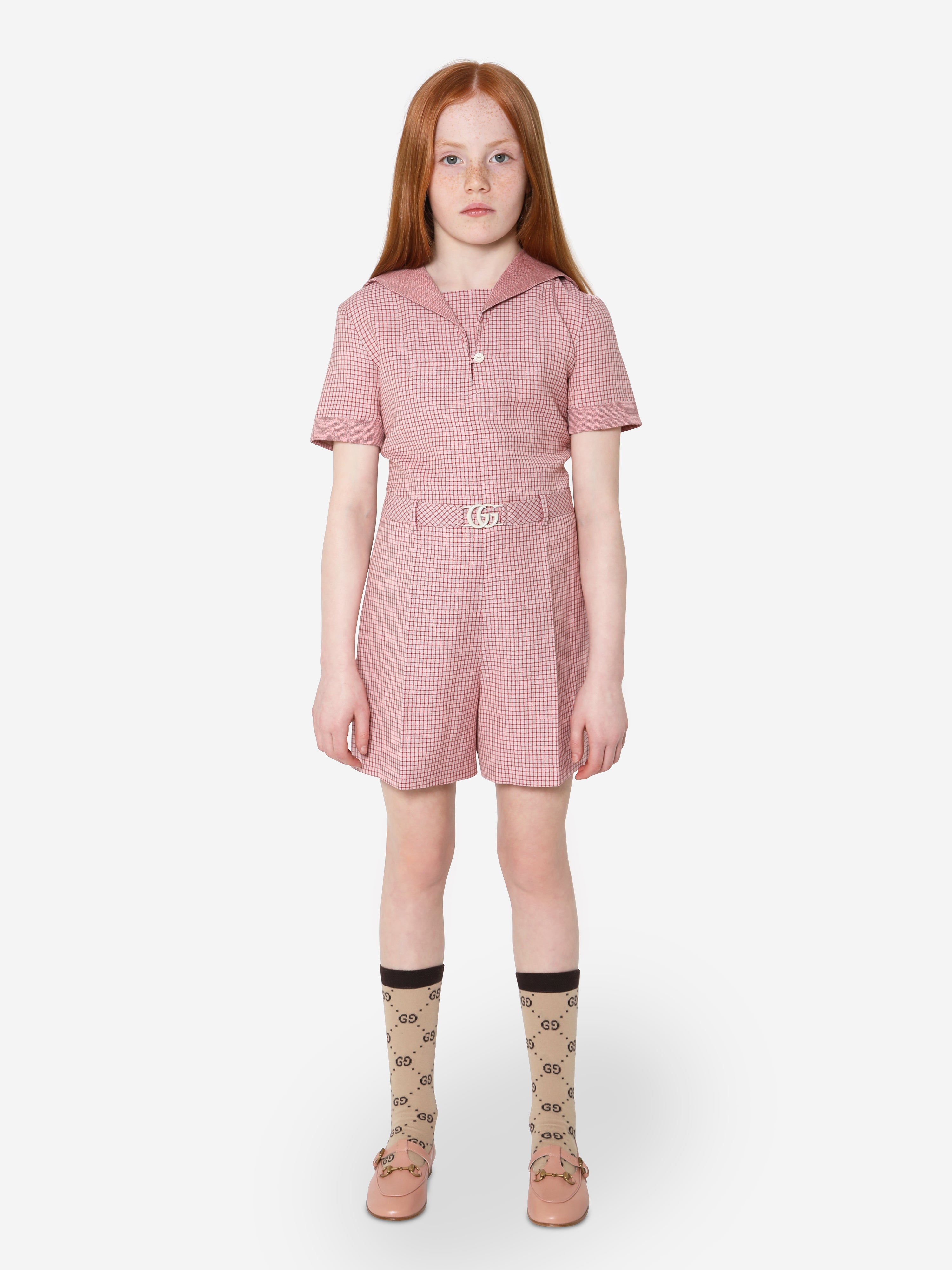 Girls Belted Playsuit in Pink