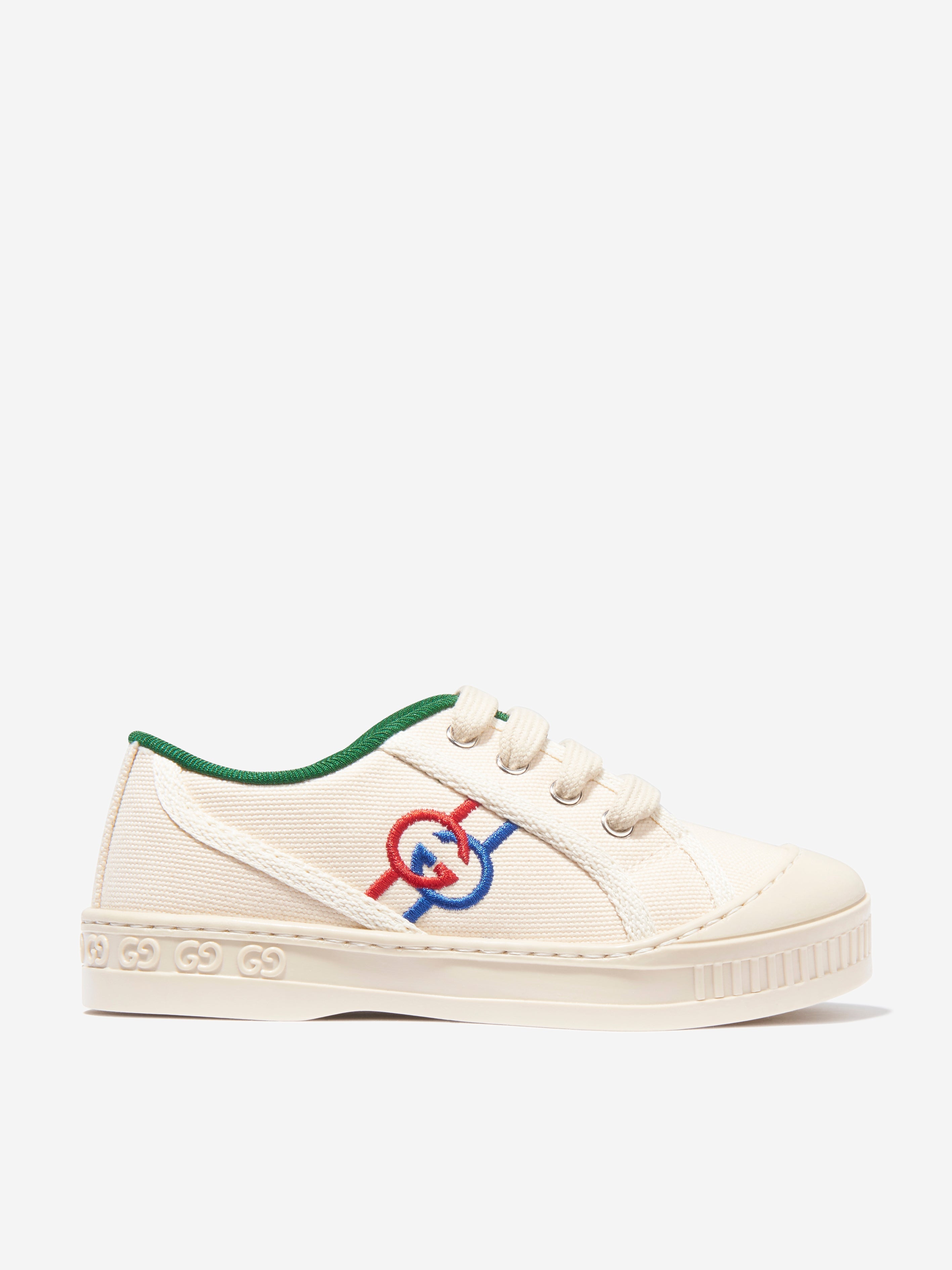 Kids GG Tennis Trainers in White