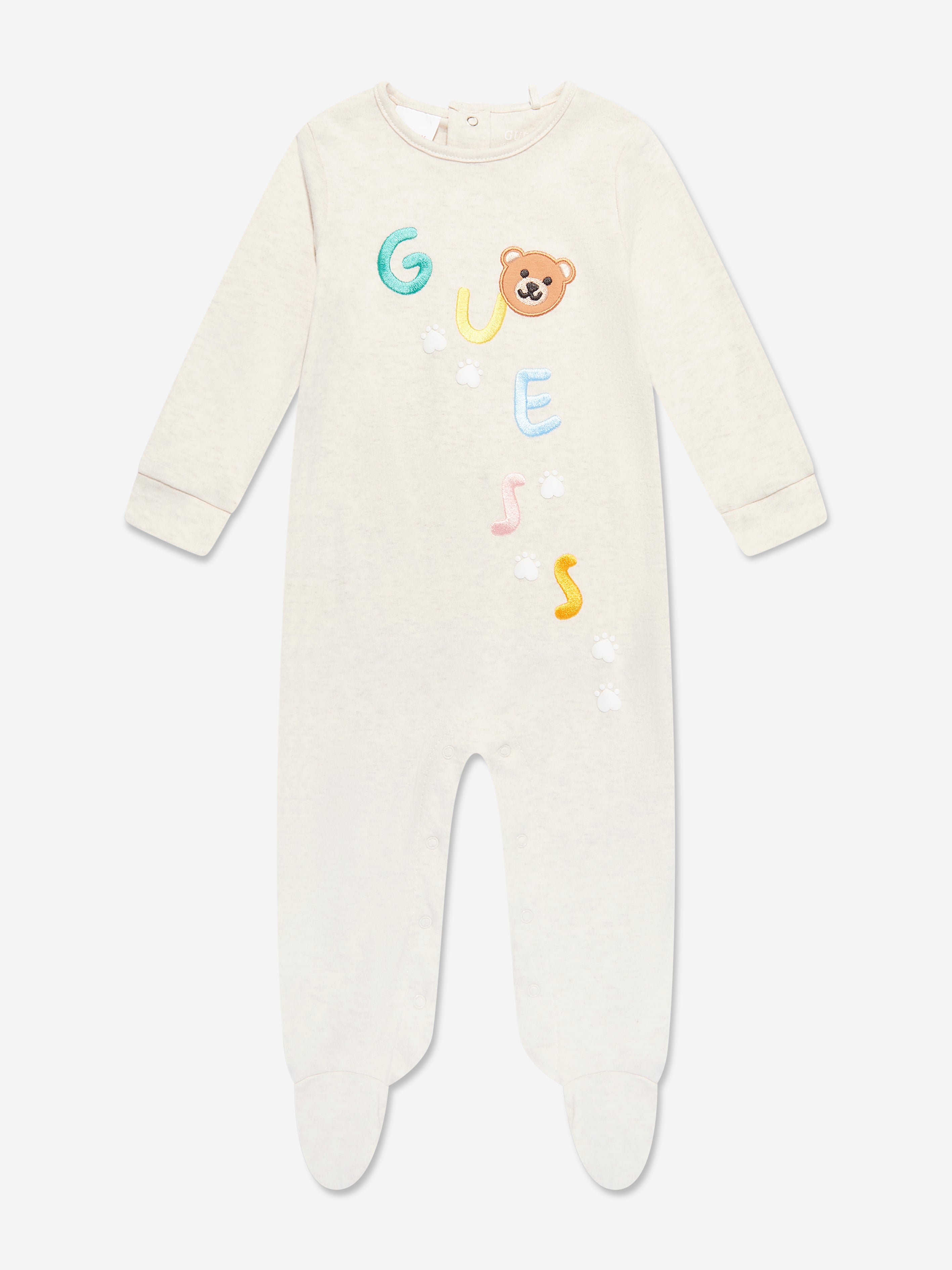 Guess Baby Logo Babygrow in Beige