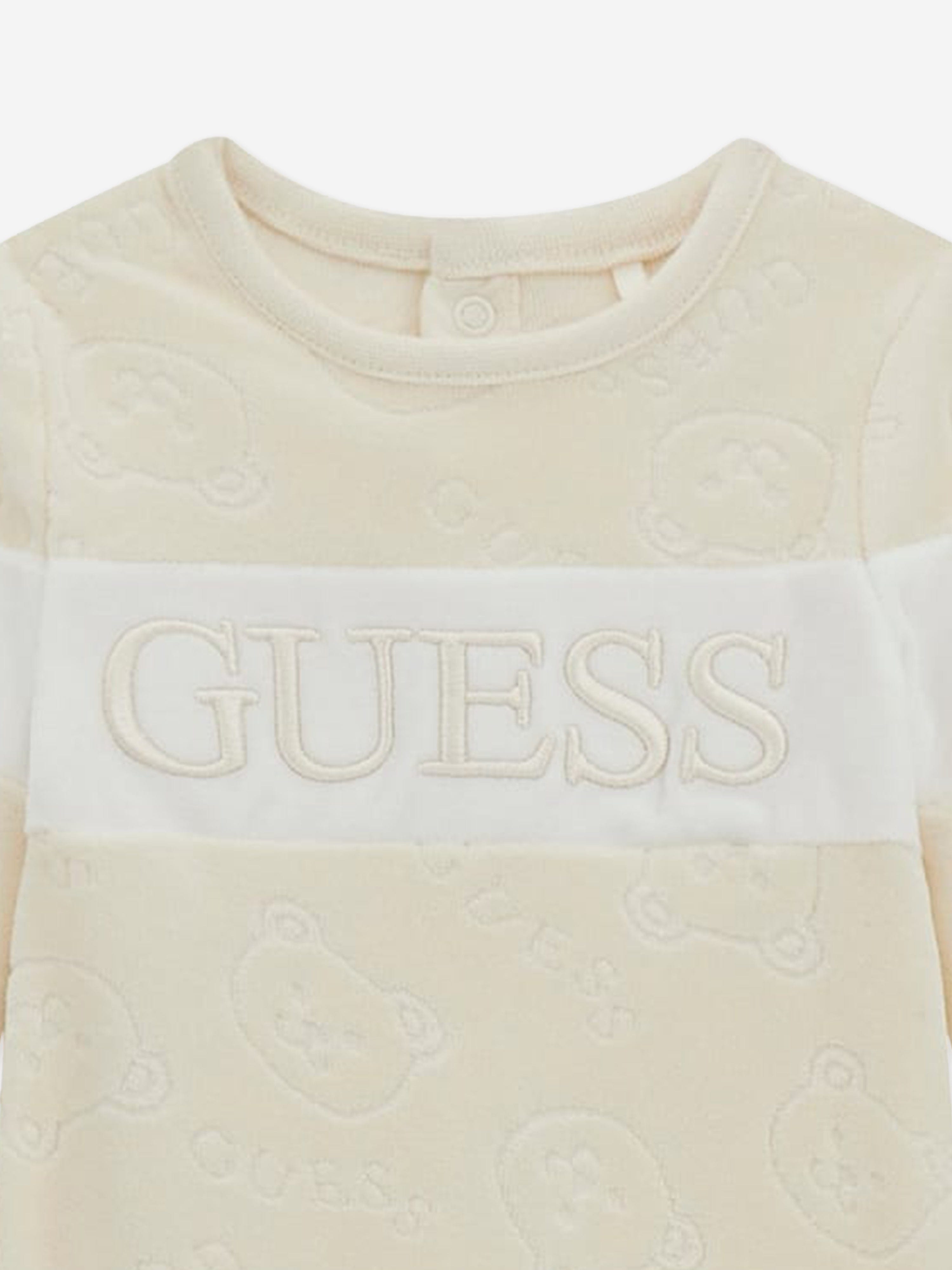 Guess Baby Chenille Teddy Babygrow in Ivory