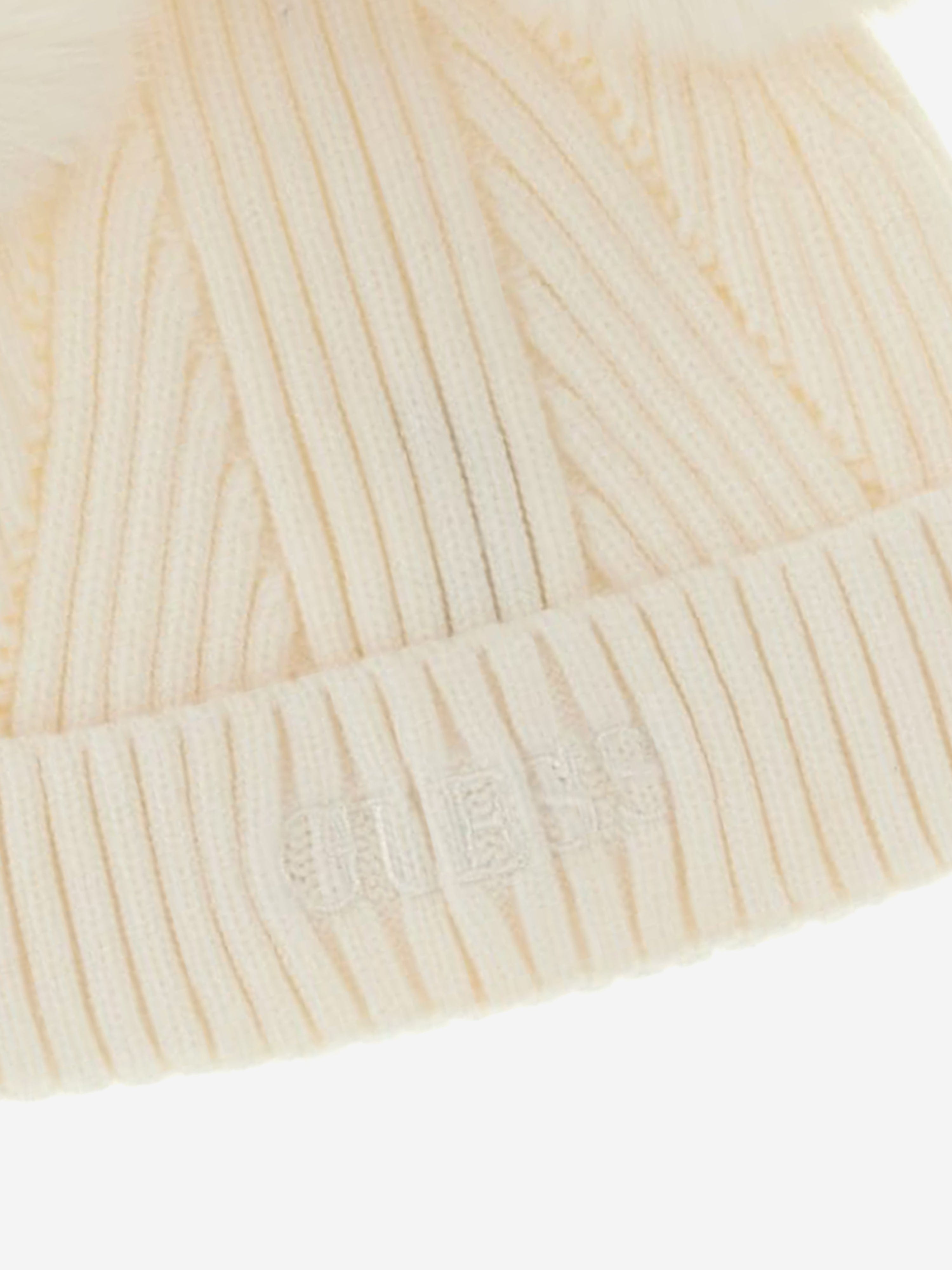 Girls Knitted Pom Pom Hat in Ivory