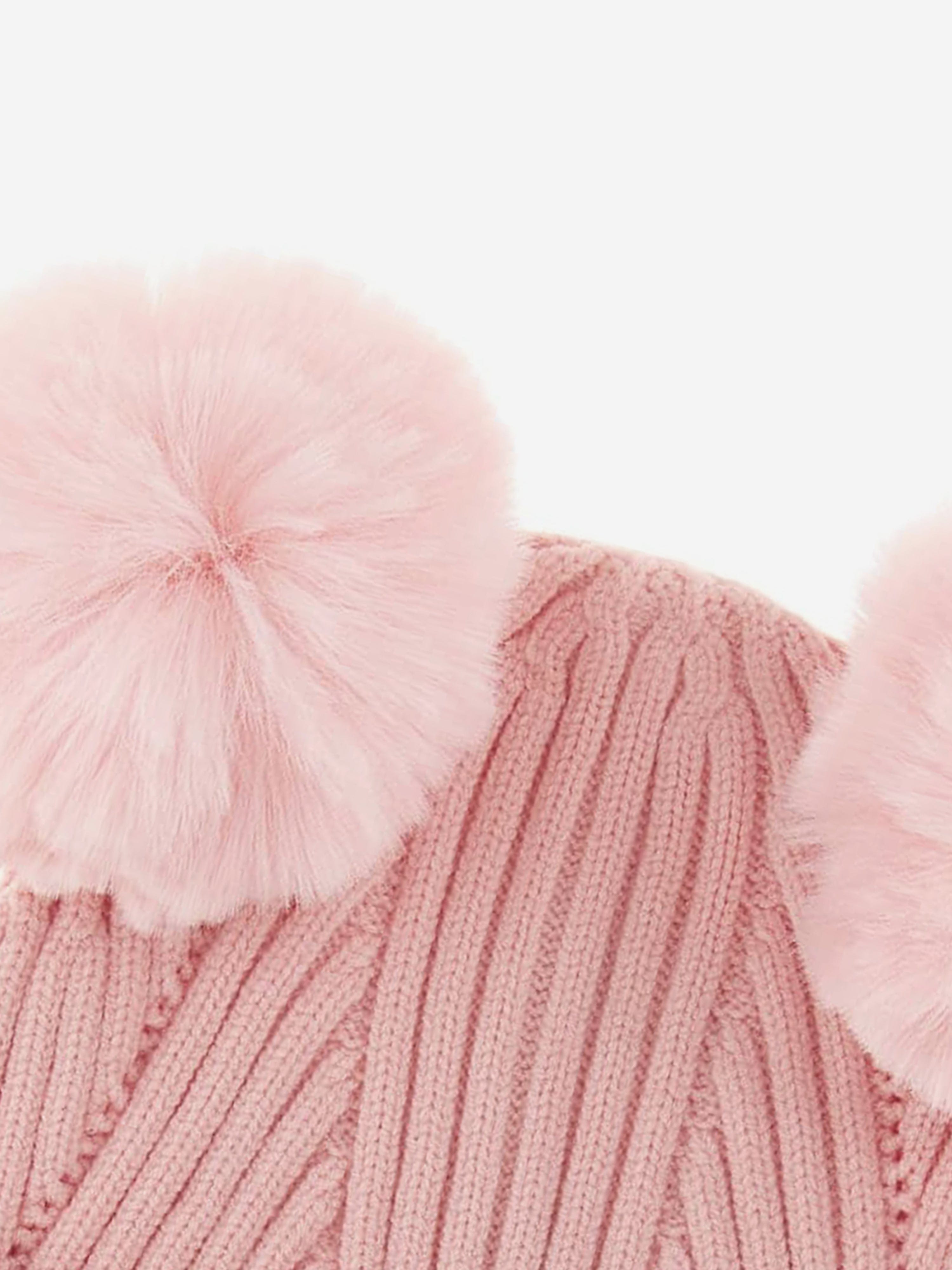 Guess Girls Knitted Pom Pom Hat in Pink