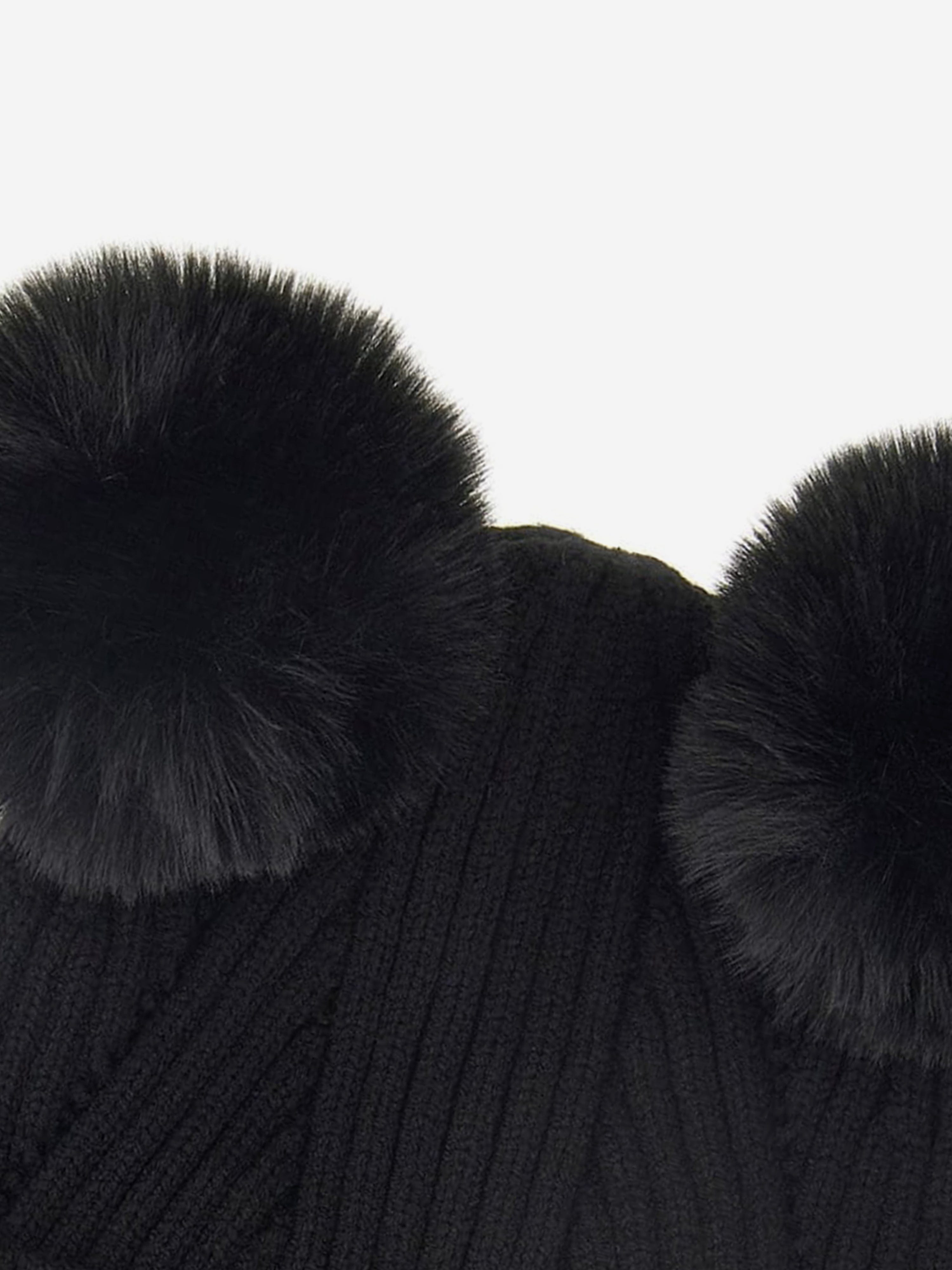 Guess Girls Knitted Pom Pom Hat in Black