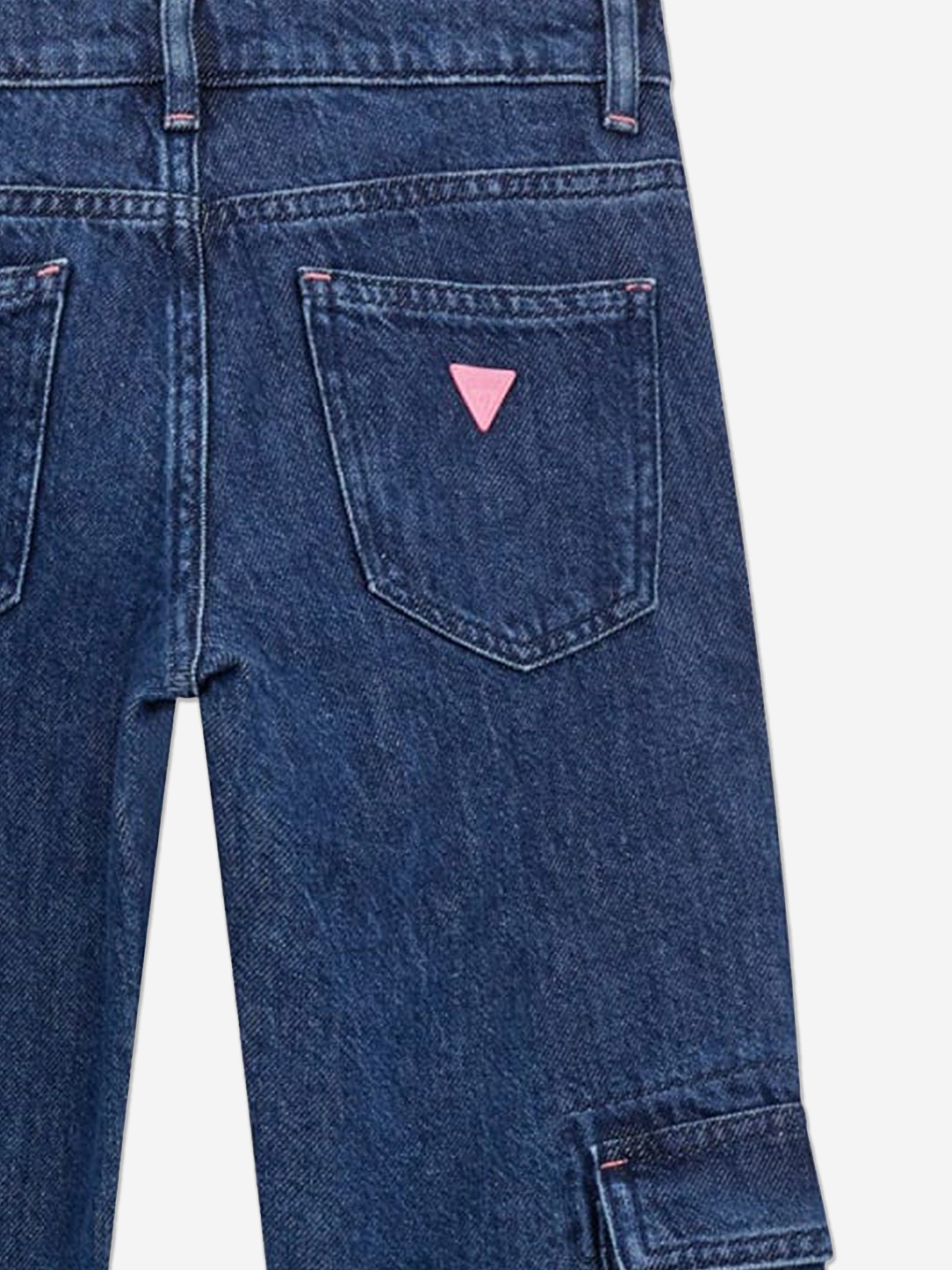 Guess Girls Tencel Cargo Trousers in Blue