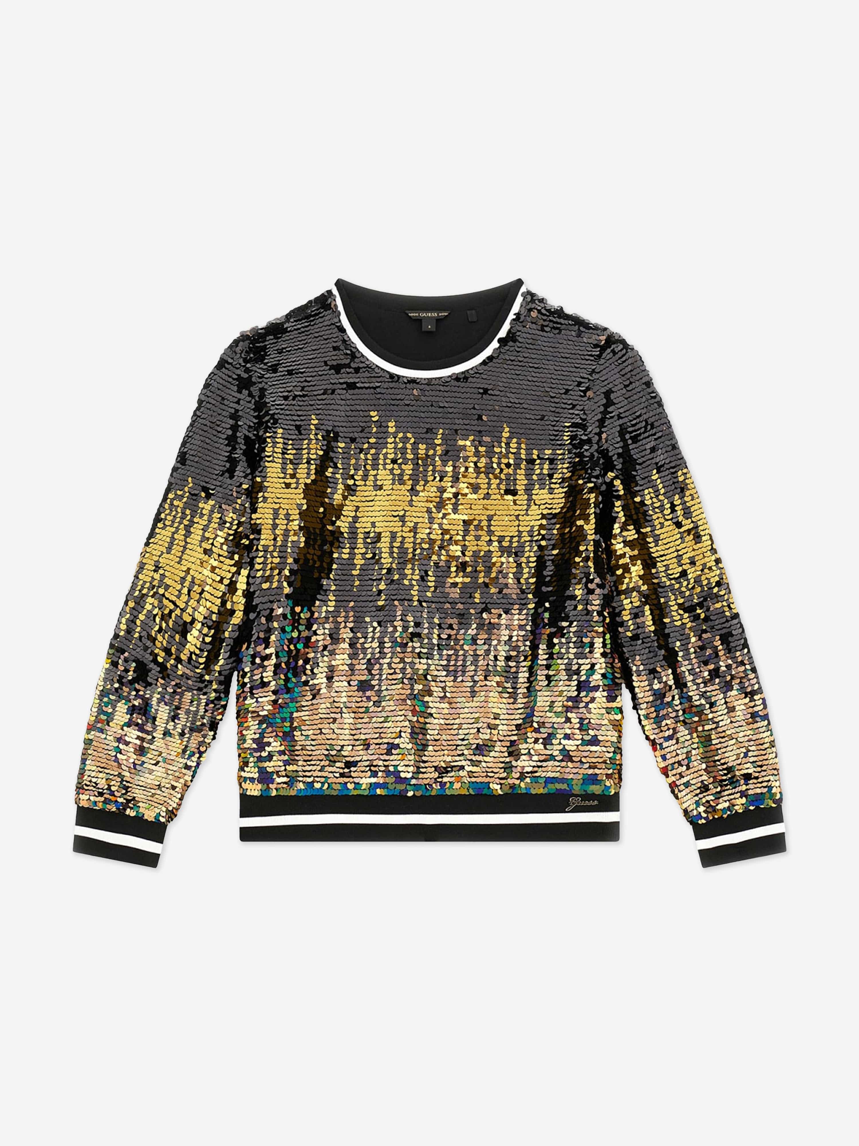 Girls Sequinned Sweatshirt in Black