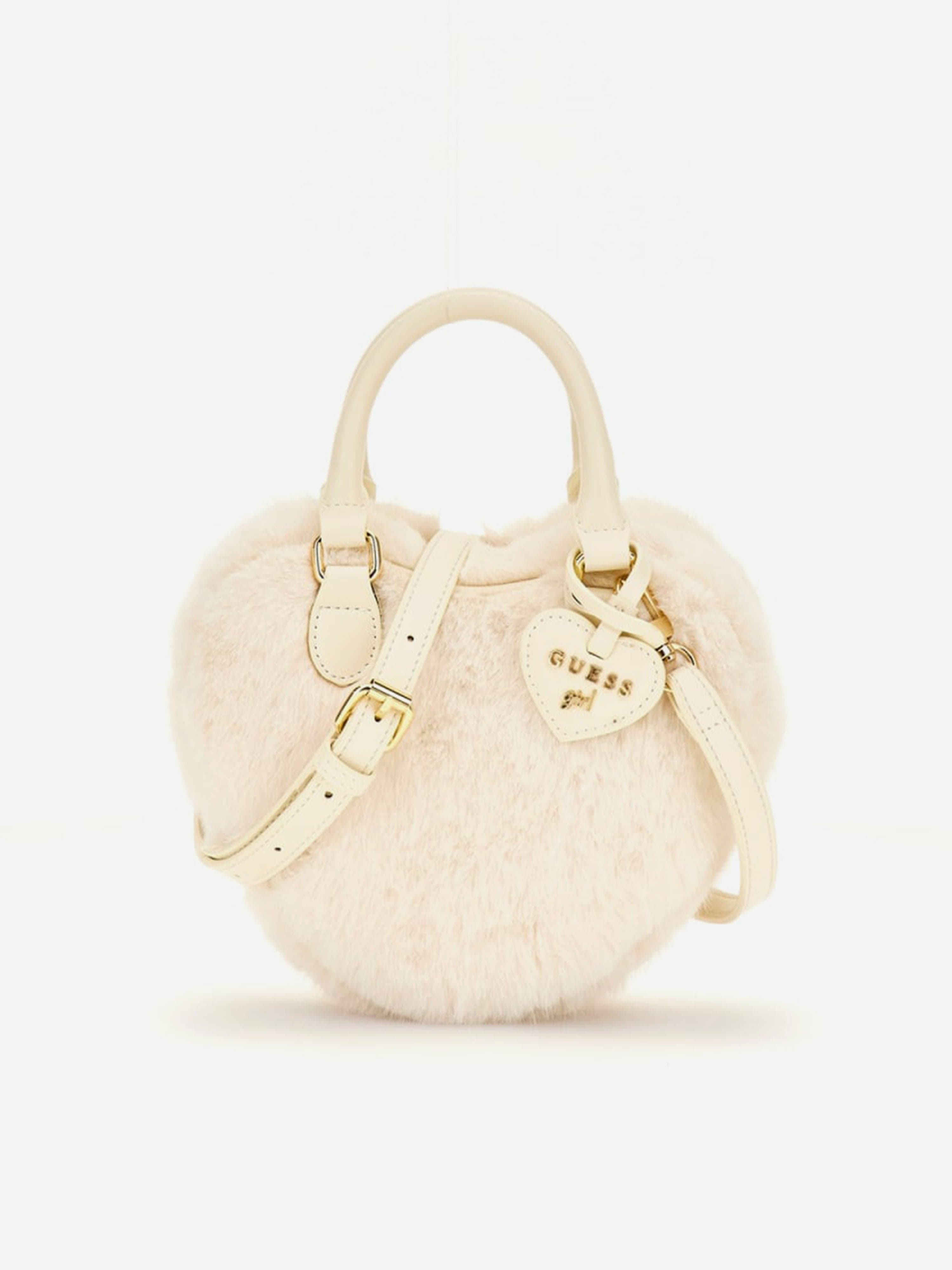 Guess Girls Fur Heart Bag in Ivory (19cm)