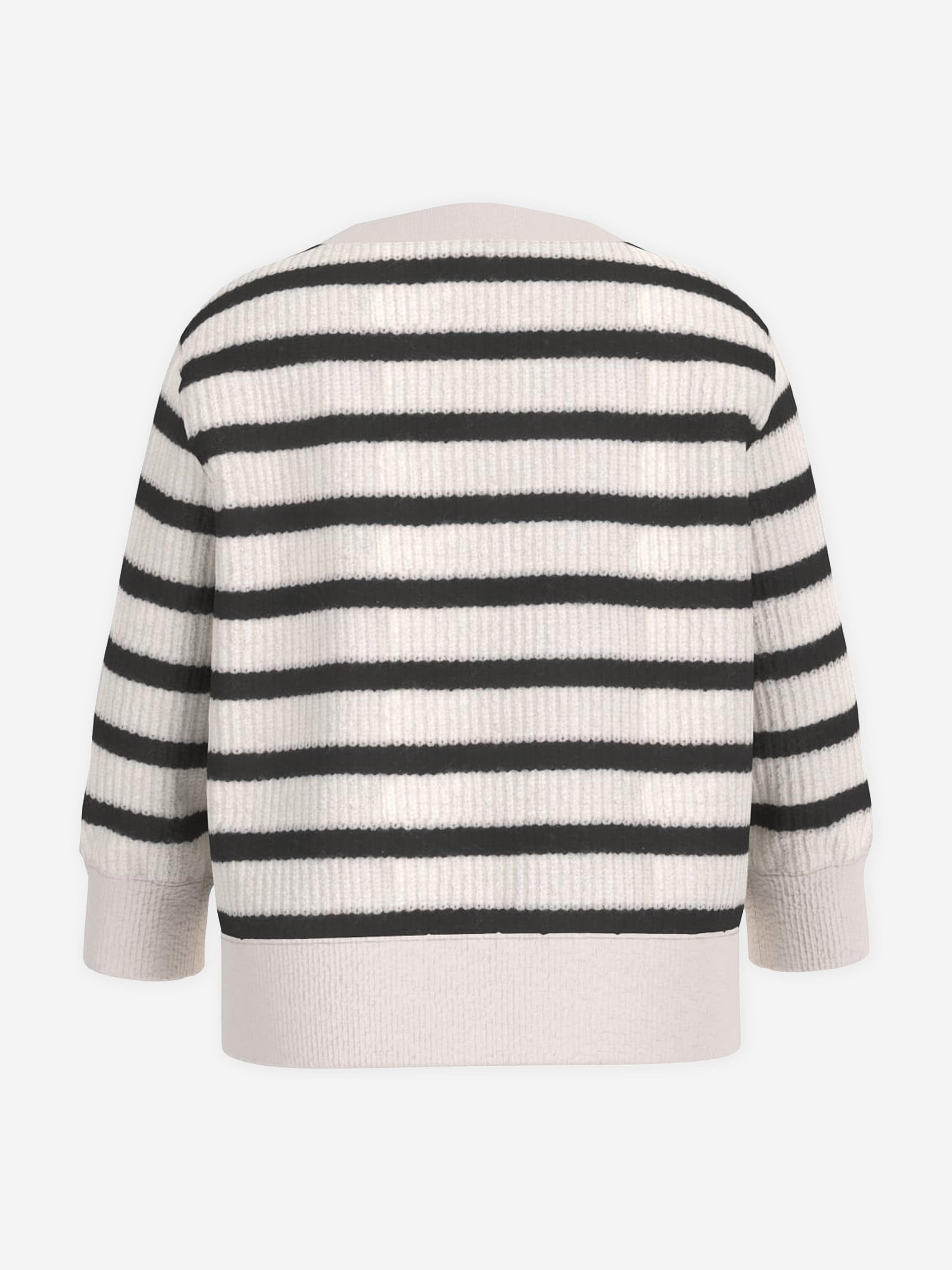 Girls Striped Teddy Bear Cardigan in White