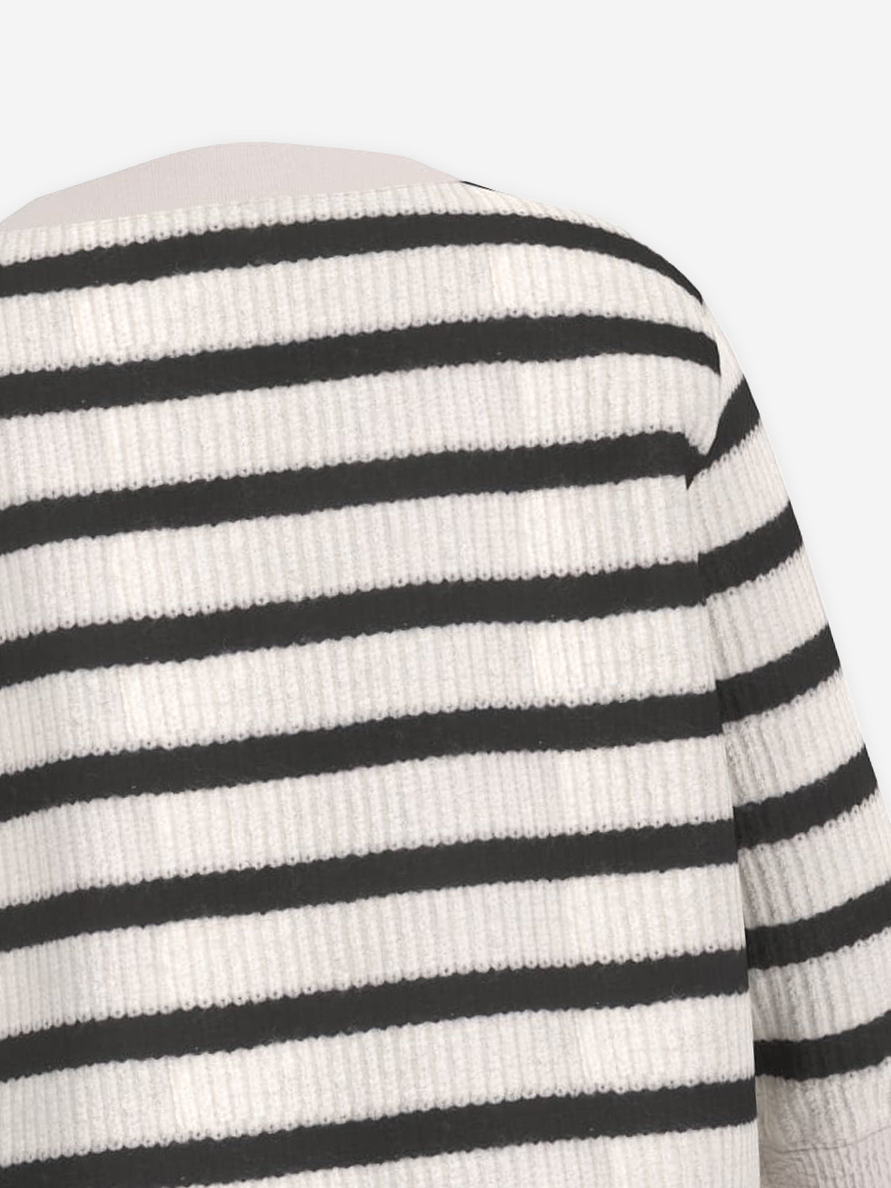 Girls Striped Teddy Bear Cardigan in White