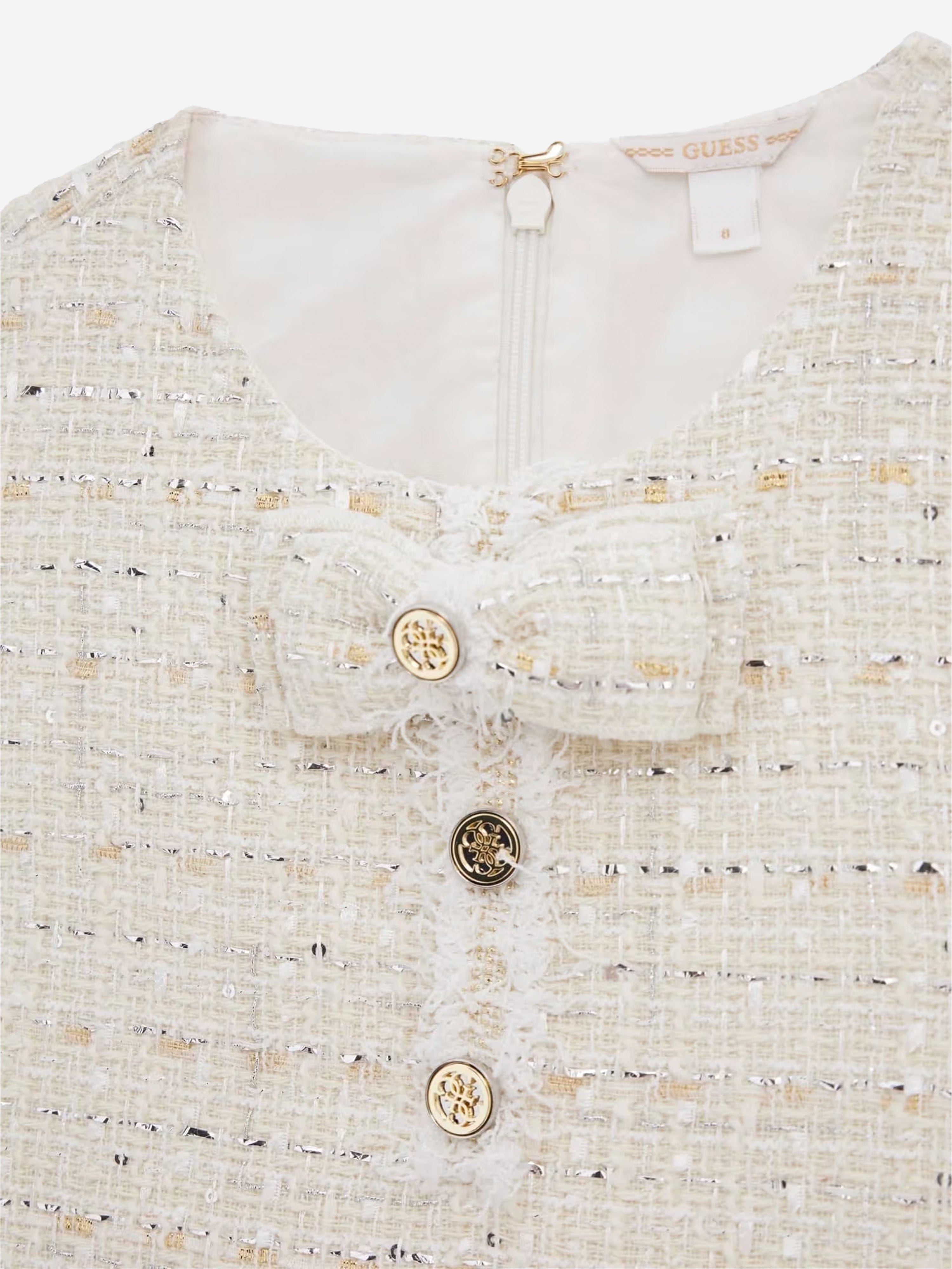 Girls Tweed Dress in Beige