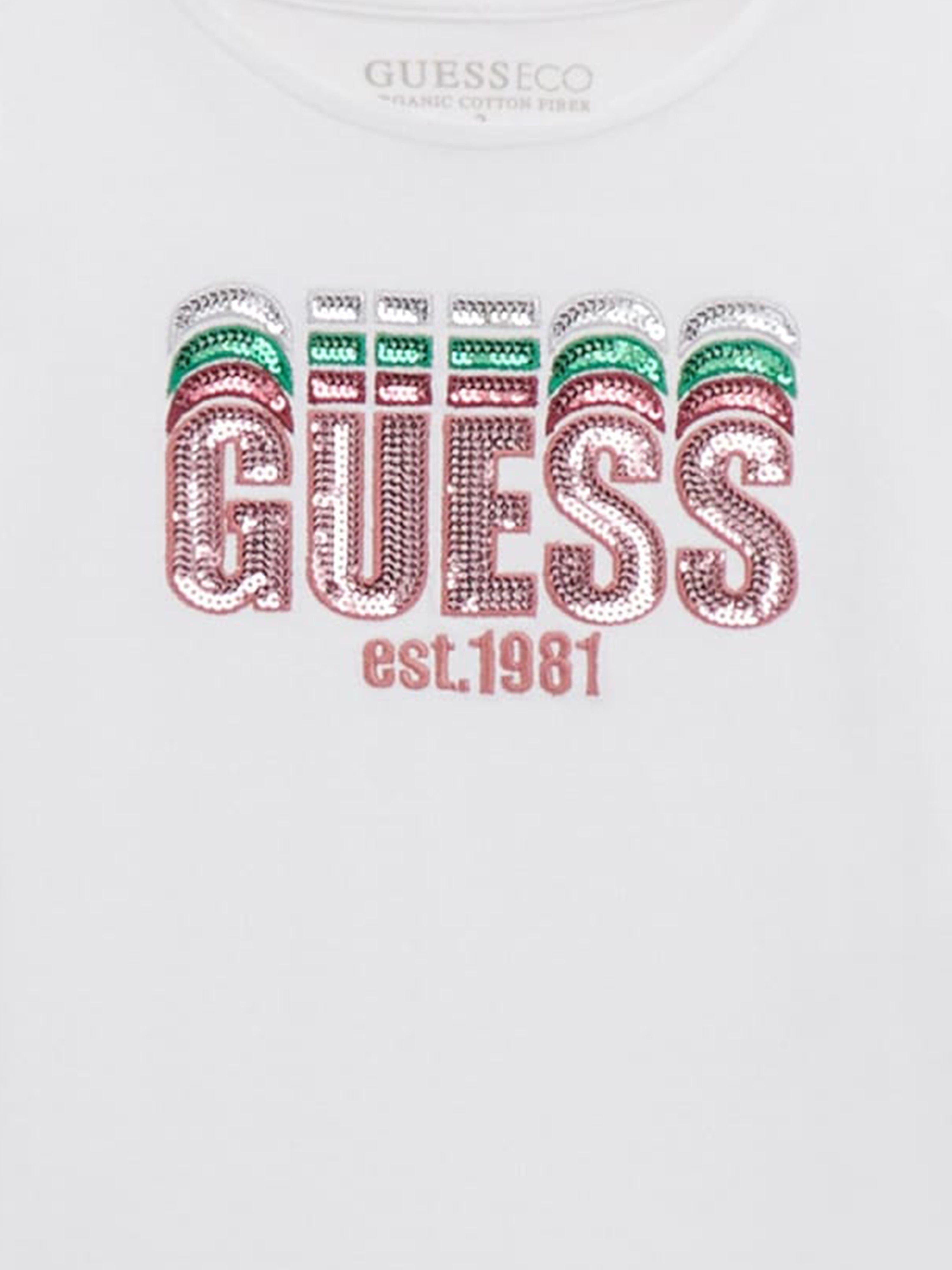 Girls Sequin Logo T-Shirt in White