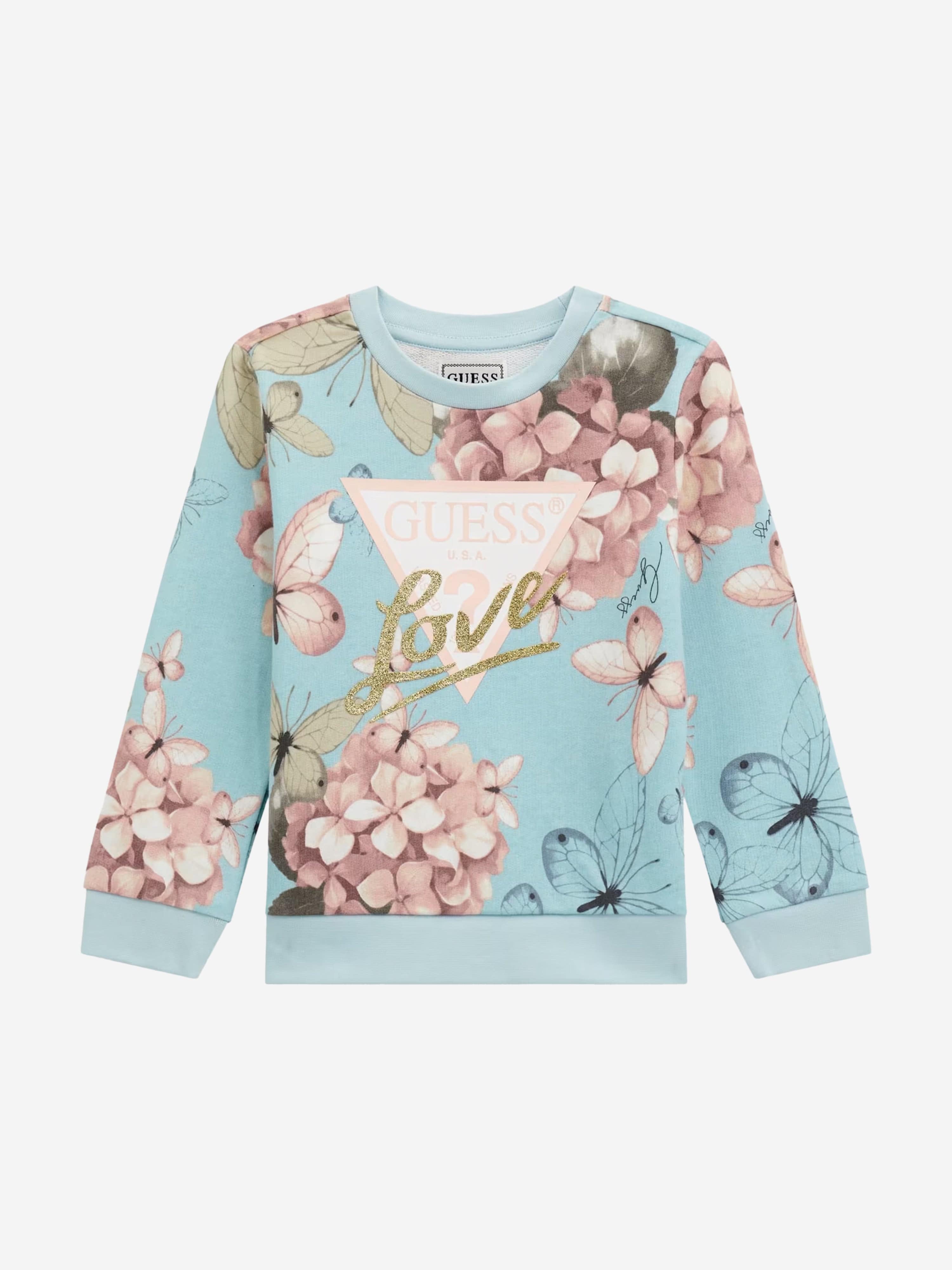 Girls Butterfly Collage Sweatshirt in Blue