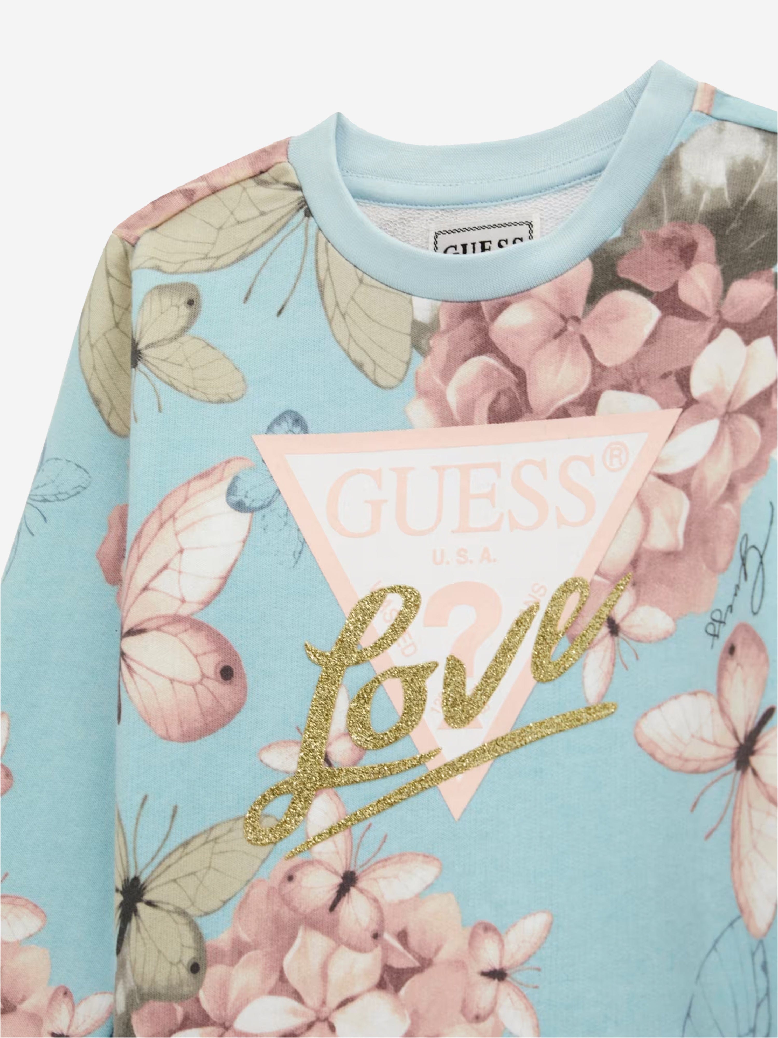 Girls Butterfly Collage Sweatshirt in Blue
