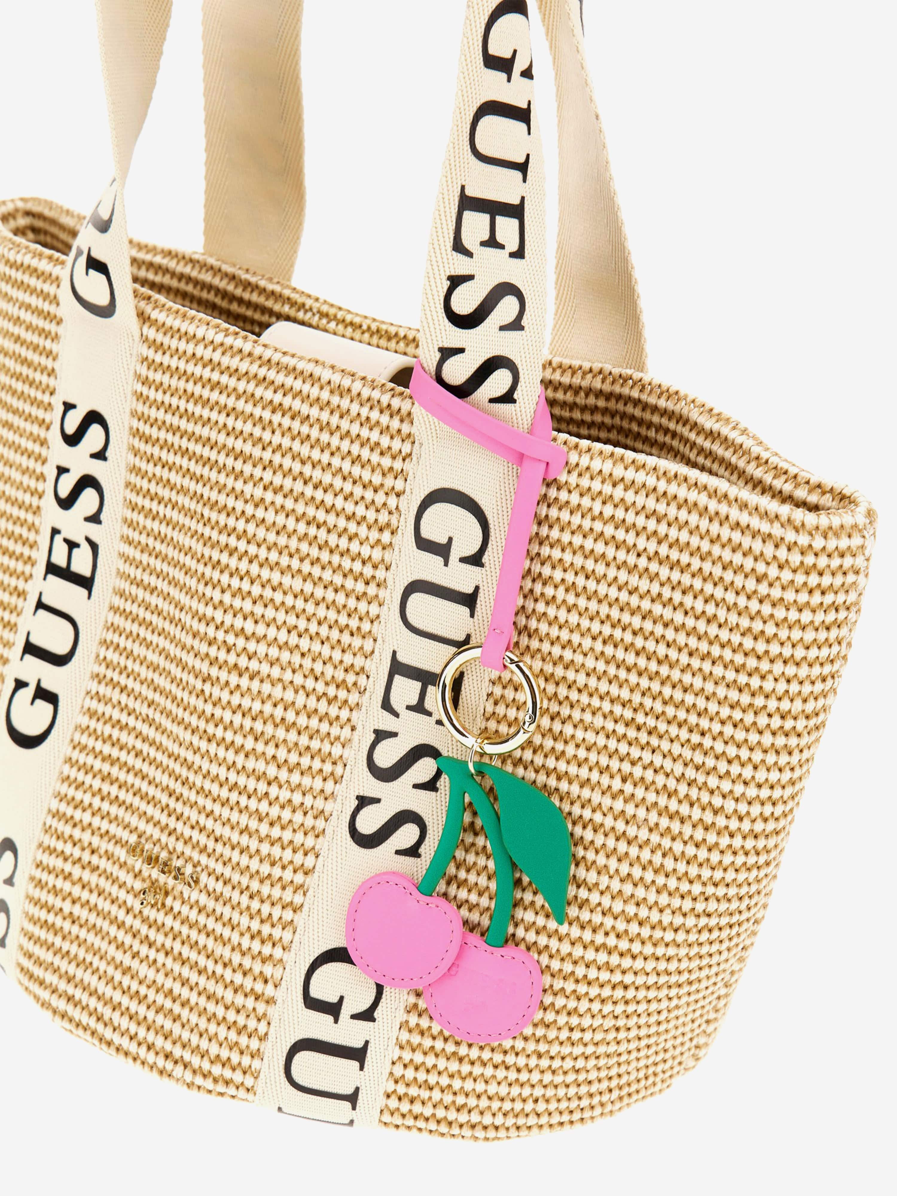 Girls Straw Tote Bag in Ivory