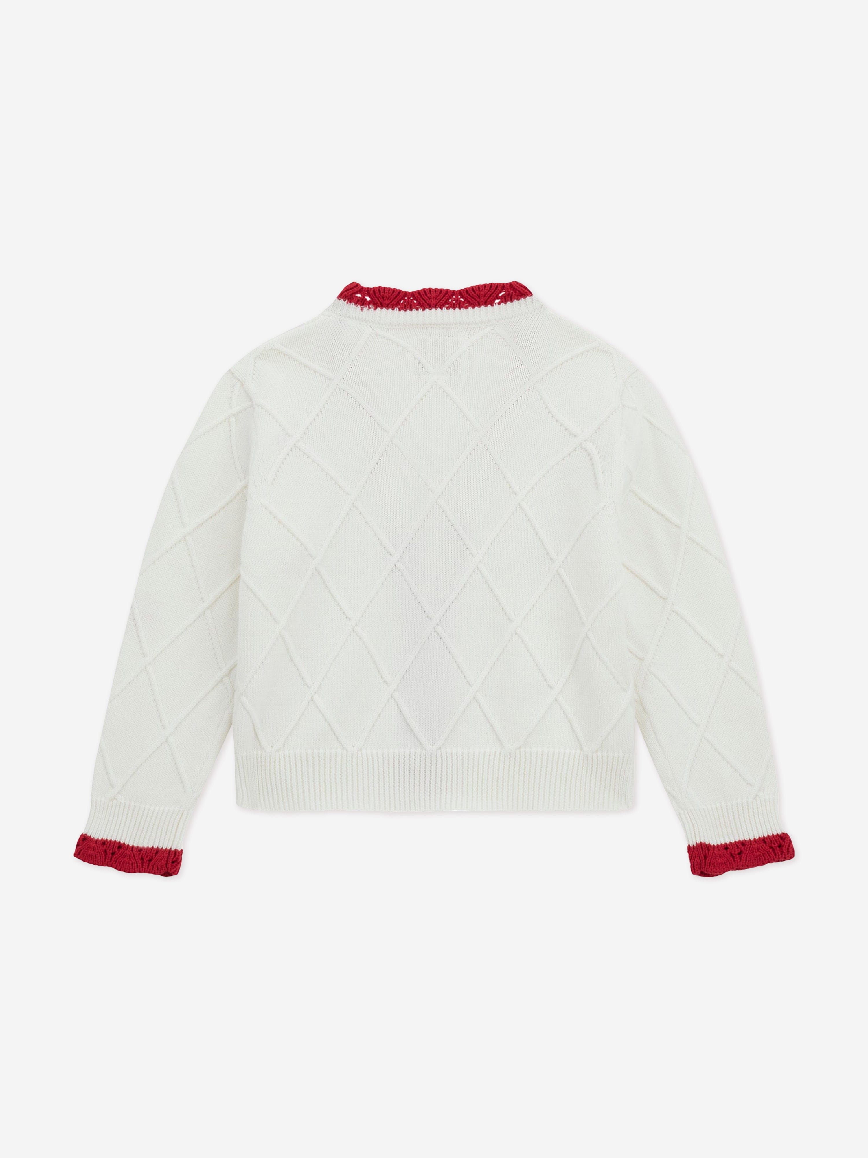 Girls Cherry Cardigan in Ivory