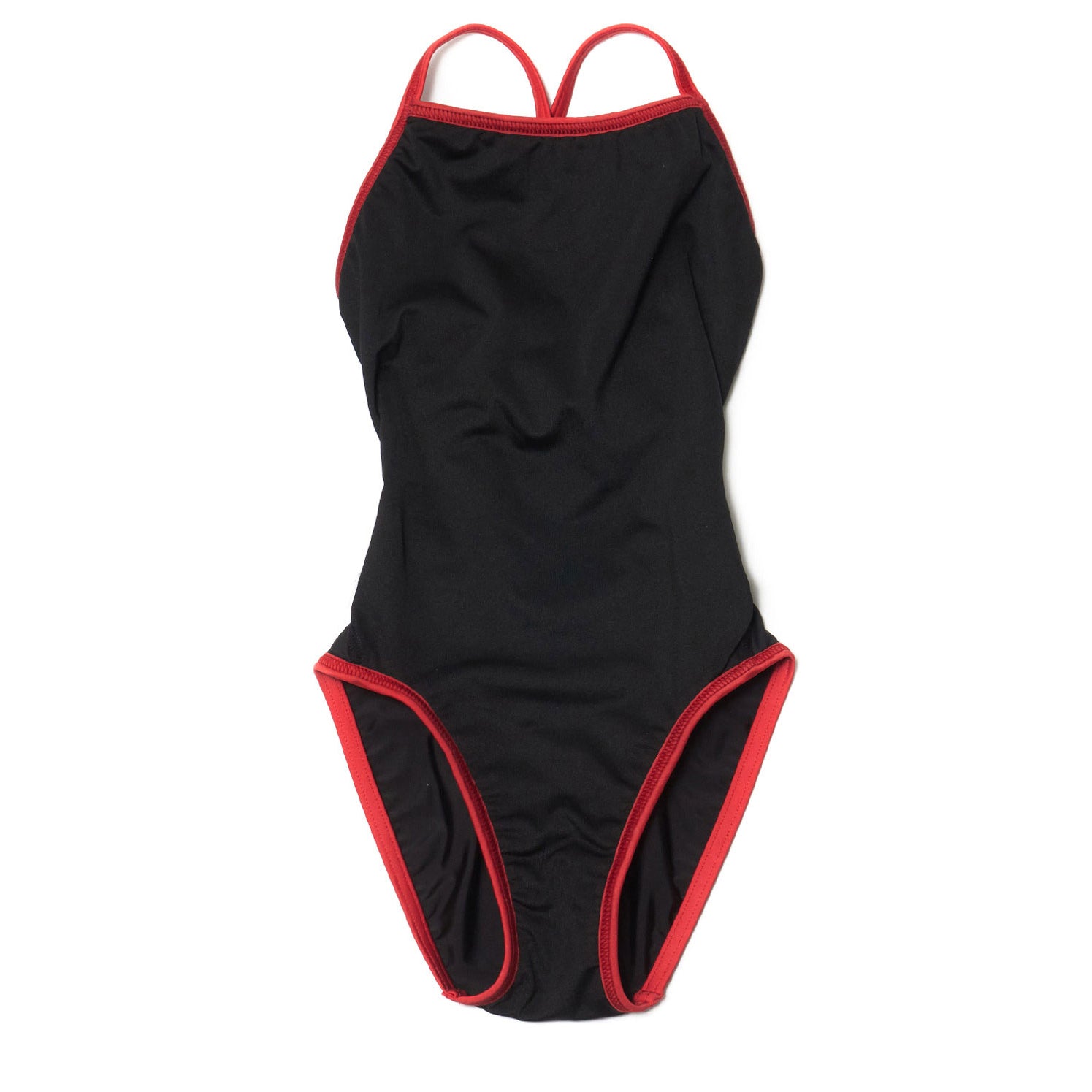 Girls Black Embroidered Professional Swimsuit