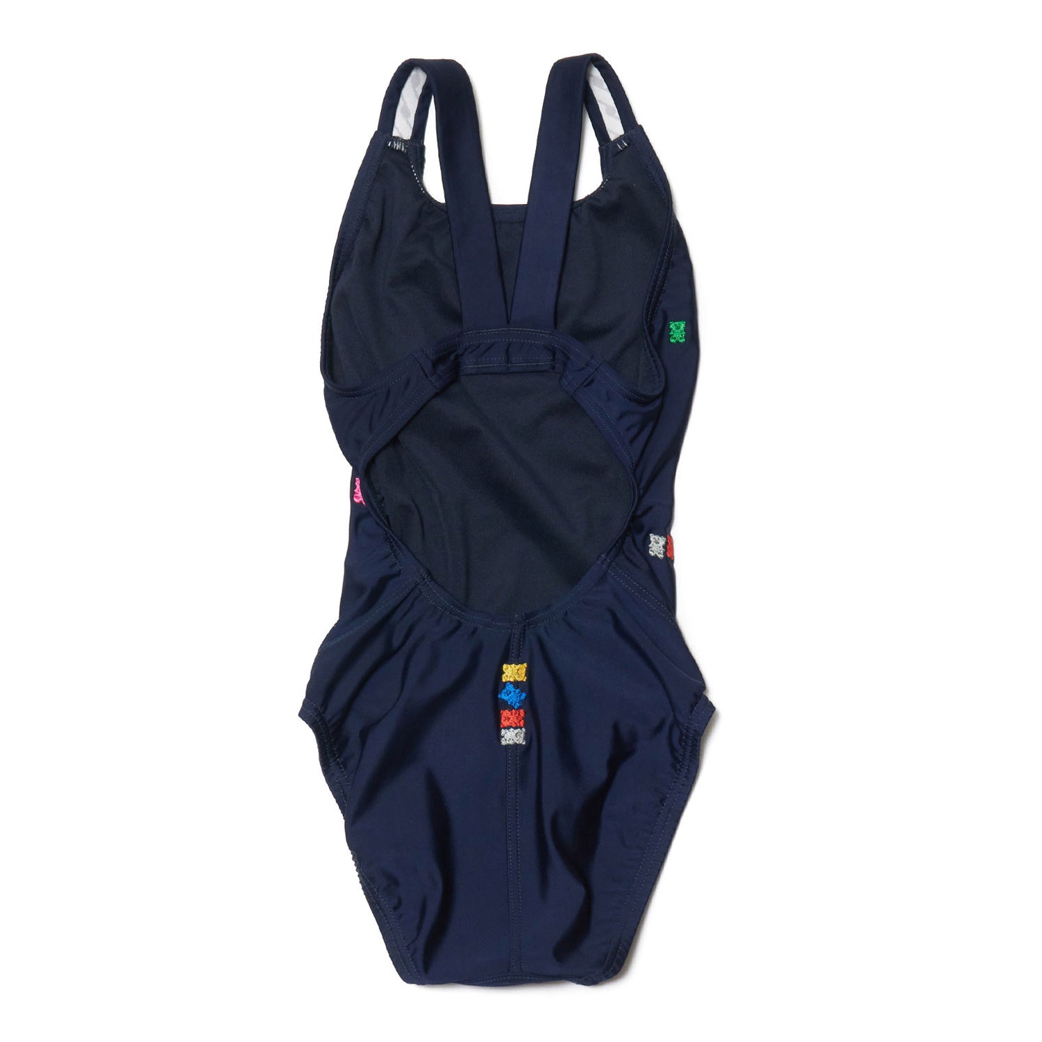 Girls Navy Embroidered Professional Swimsuit