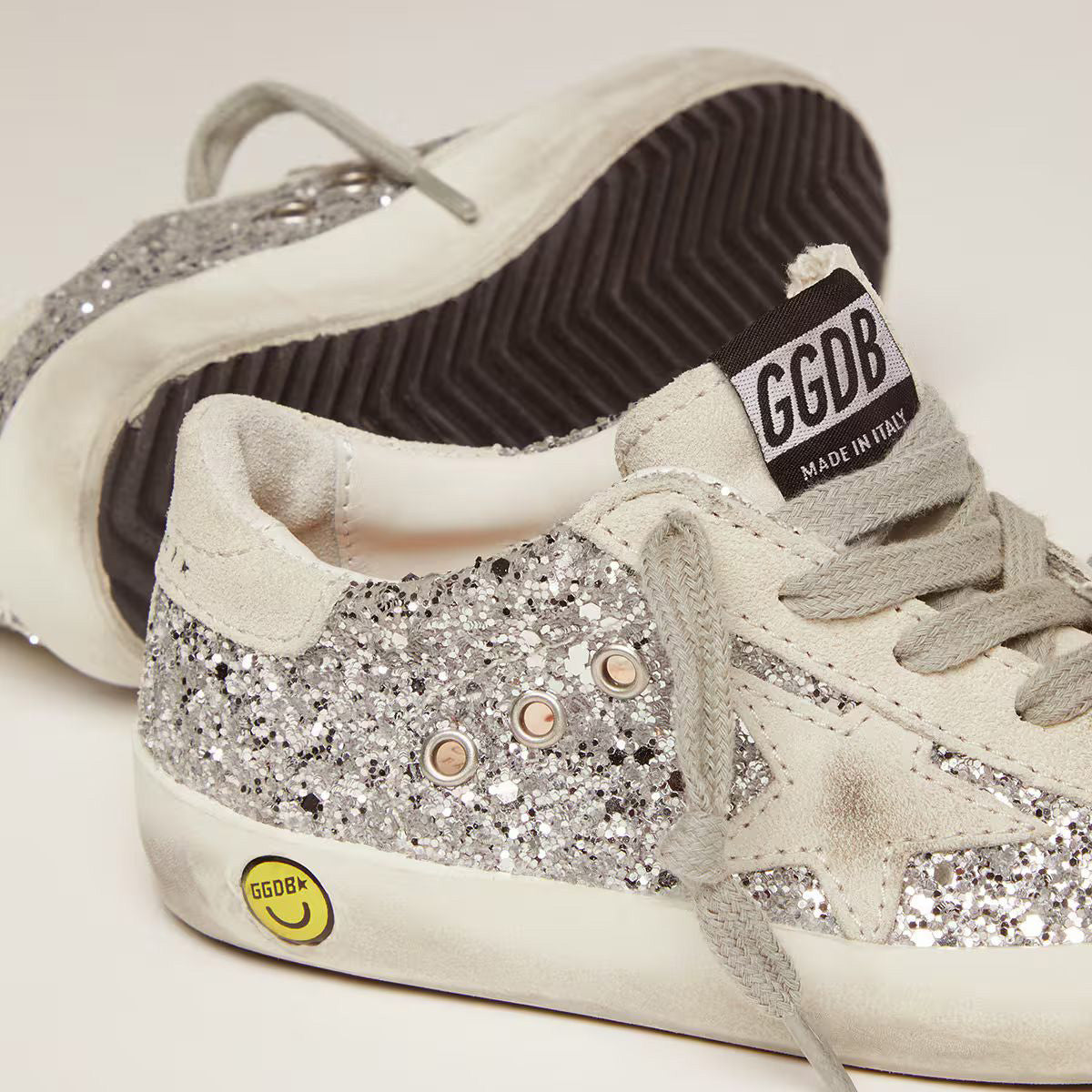 Girls Silver Glitter "SUPER-STAR" Shoes
