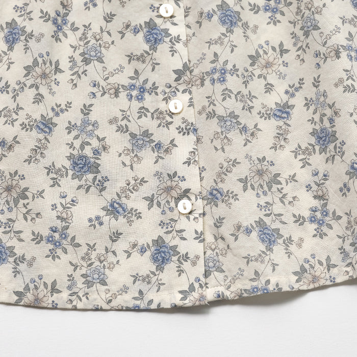 Girls Blue Floral Cotton Shirt