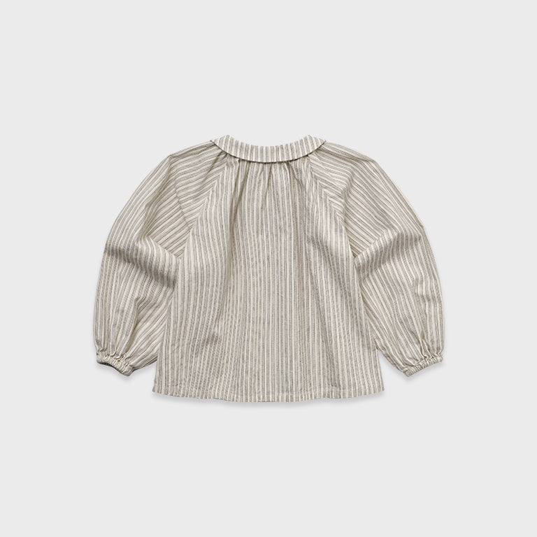 Girls White Stripes Cotton Blouse