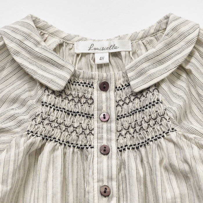 Girls White Stripes Cotton Blouse